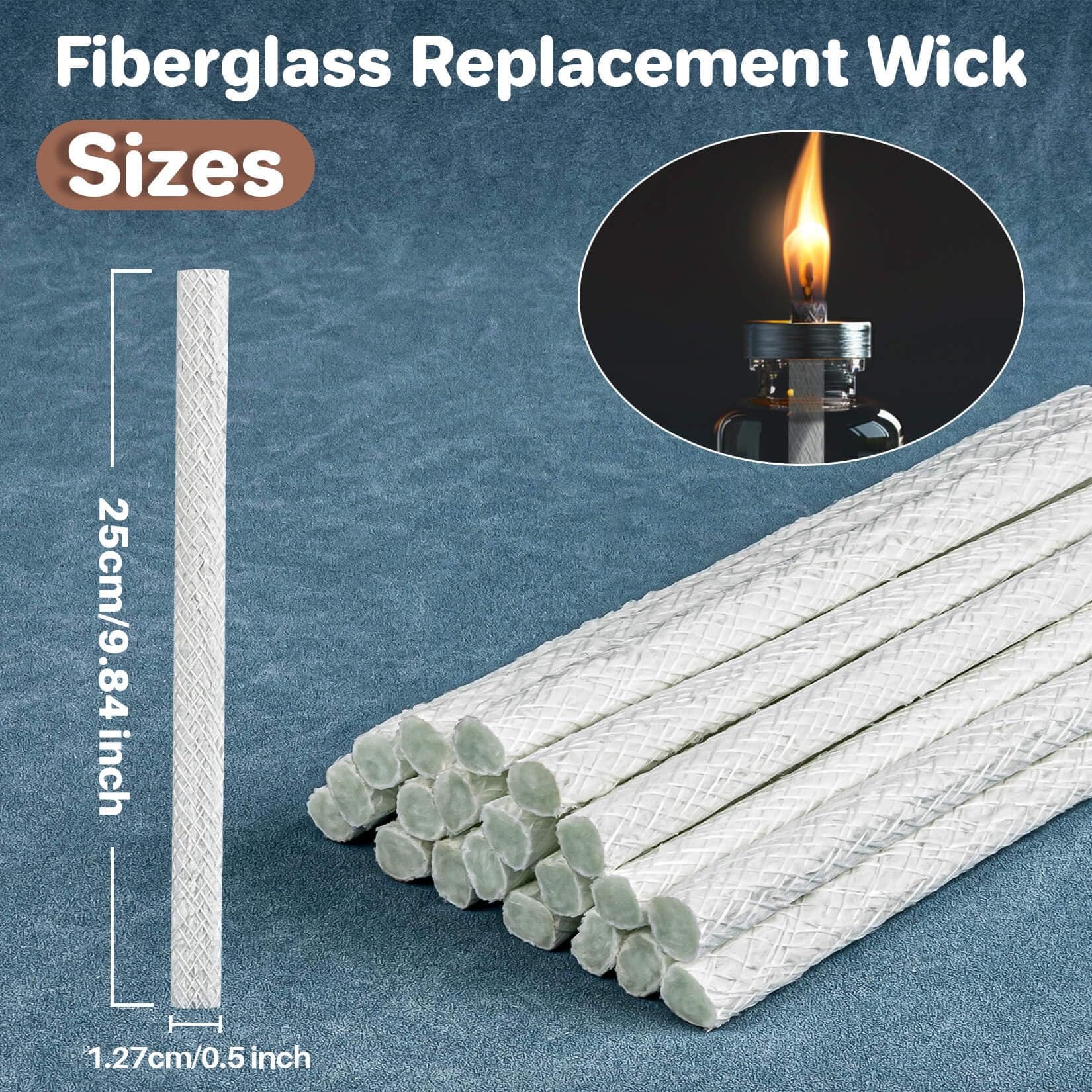 12 Pack Fiberglass Tiki Torch Wick Replacements – Long-Lasting, Fits Most Tiki Torches, Easy Swap For Oil Lamps & Patio Lights