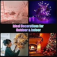 Vista 3 de TenSteed Guirnalda de luces parpadeantes a pilas con cambio multicolor, 50 LED, cable de cobre plateado de 16.4 pies, control remoto incluido.