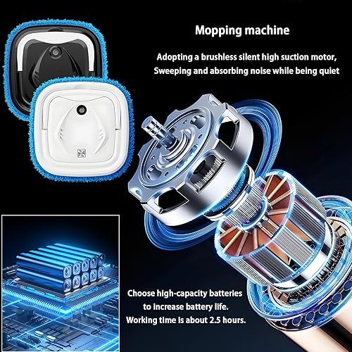 Miniatura 3 de Trapeador robot automático, doble uso de seco y húmedo, función de pulverización, máquina de trapeador inteligente recargable de bajo ruido,