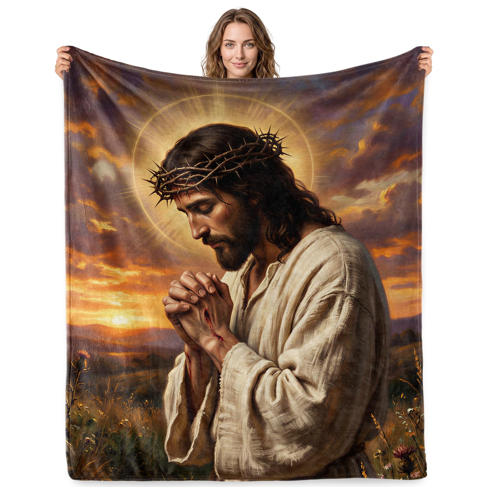 Jekeno Jesus Christ Gifts Blanket Religious Prayer Throw Blanket