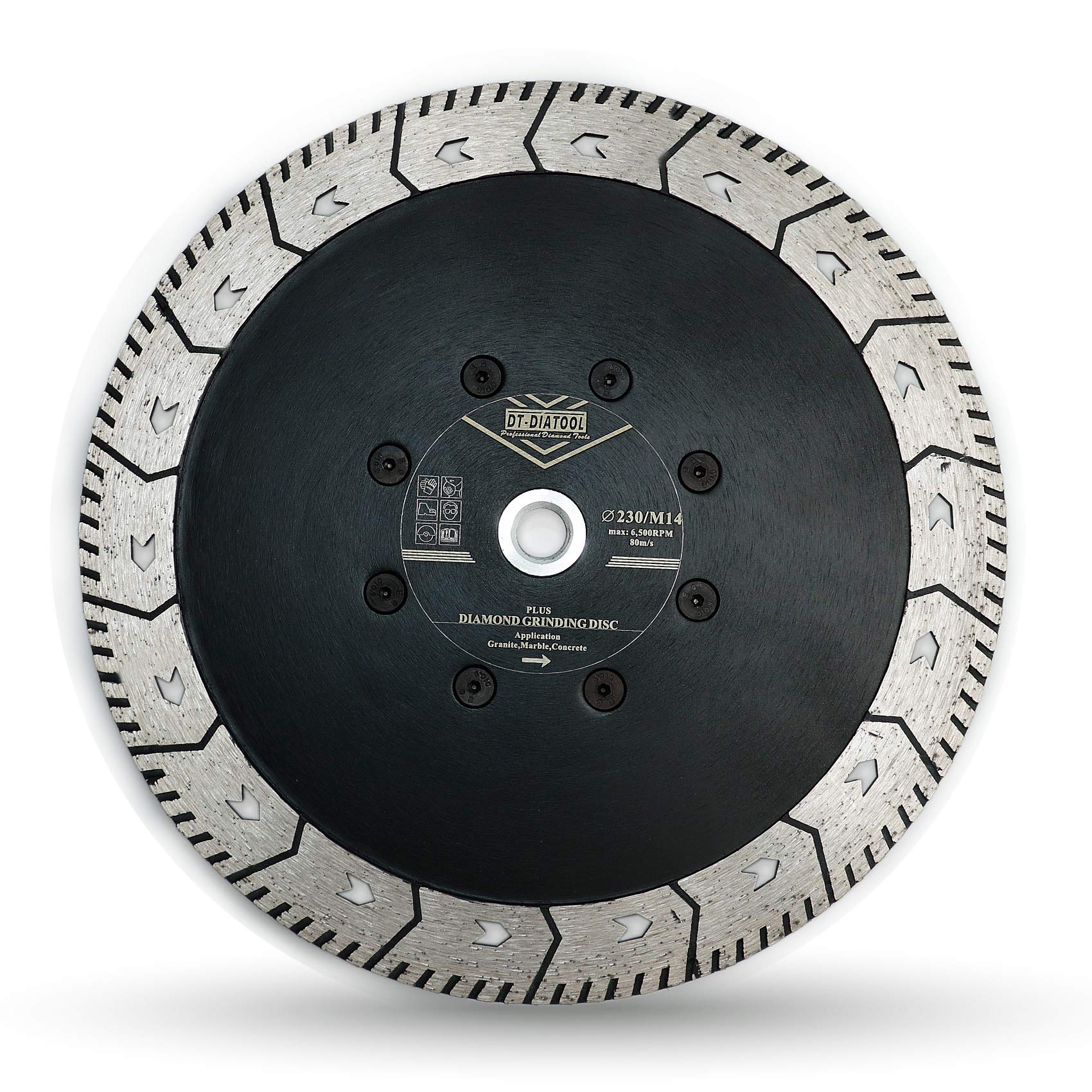 DT-DIATOOL Diamant Trennscheibe 230 mm x M14 Doppelseitiges Sägeblatt zum Schneiden Schleifen Beton Granit Marmor Stein