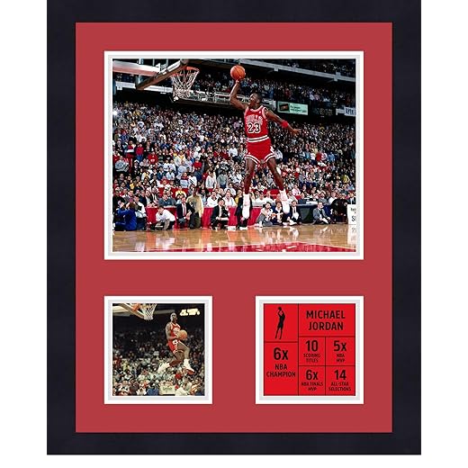 Michael Jordan Wall Art – Chicago Bulls 6x NBA Champion Framed Poster | Basketball Legend Tribute | Action Photo Collage | Sports Memorabilia for Man Cave, Office, or Gift