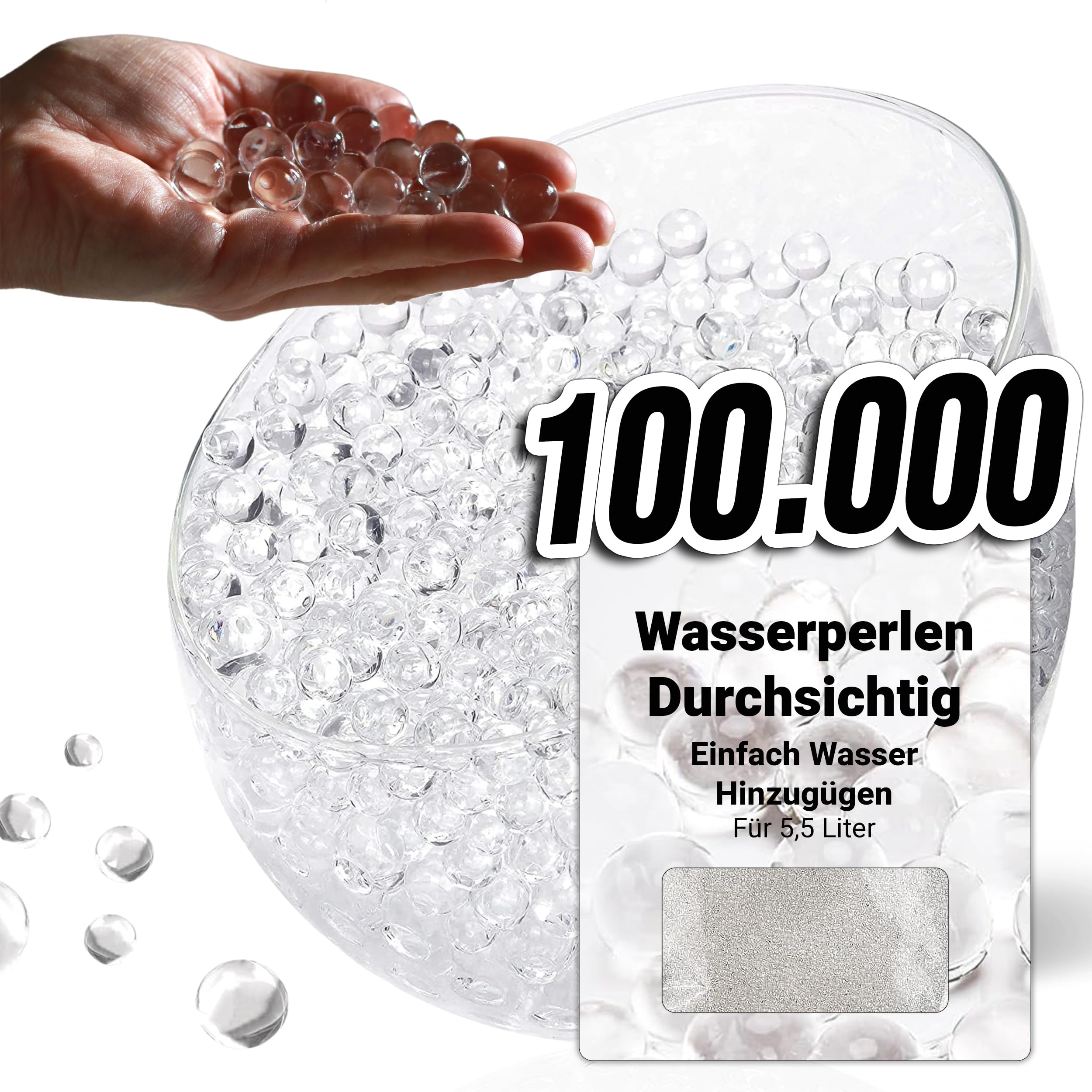 comforder – Wasserperlen durchsichtig – Deko Wasserperlen für Pflanzen in Vase, ca. 100.000 Hydroperlen, Gelkugeln transparent