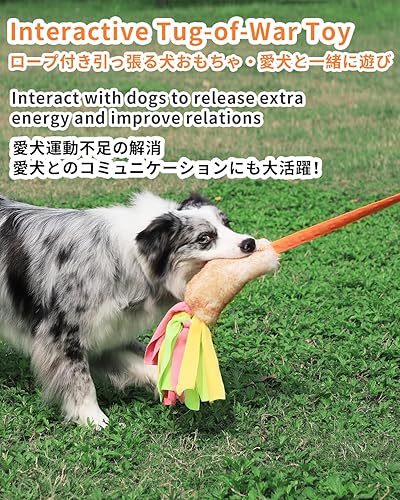 Miniatura 8 de SCHITEC Juguete de tira y afloja para perros, cuerda elástica y tira y afloja, con sonido chirriante para perros pequeños, medianos y grandes,