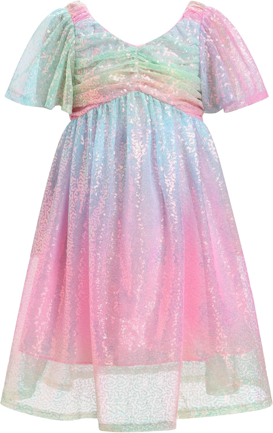 IBAKOM Girl Sparkly Sequins Prom Dress Teen School Dance Formal Pageant Outfits Tween Fancy Birthday Juniors Wedding Dress