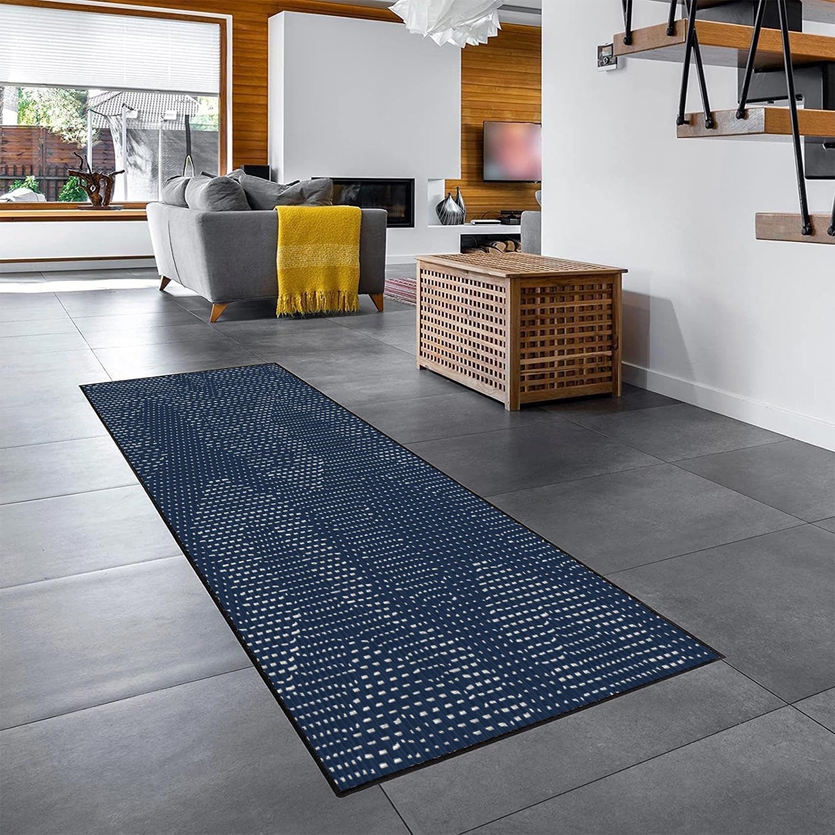 Tappeto per corridoio 100 x 270 cm Non piega si pulisce Passatoia Cucina Assorbente con Fondo Antiscivolo per Soggiorno Camera da Letto Cucina Bagno, Blu
