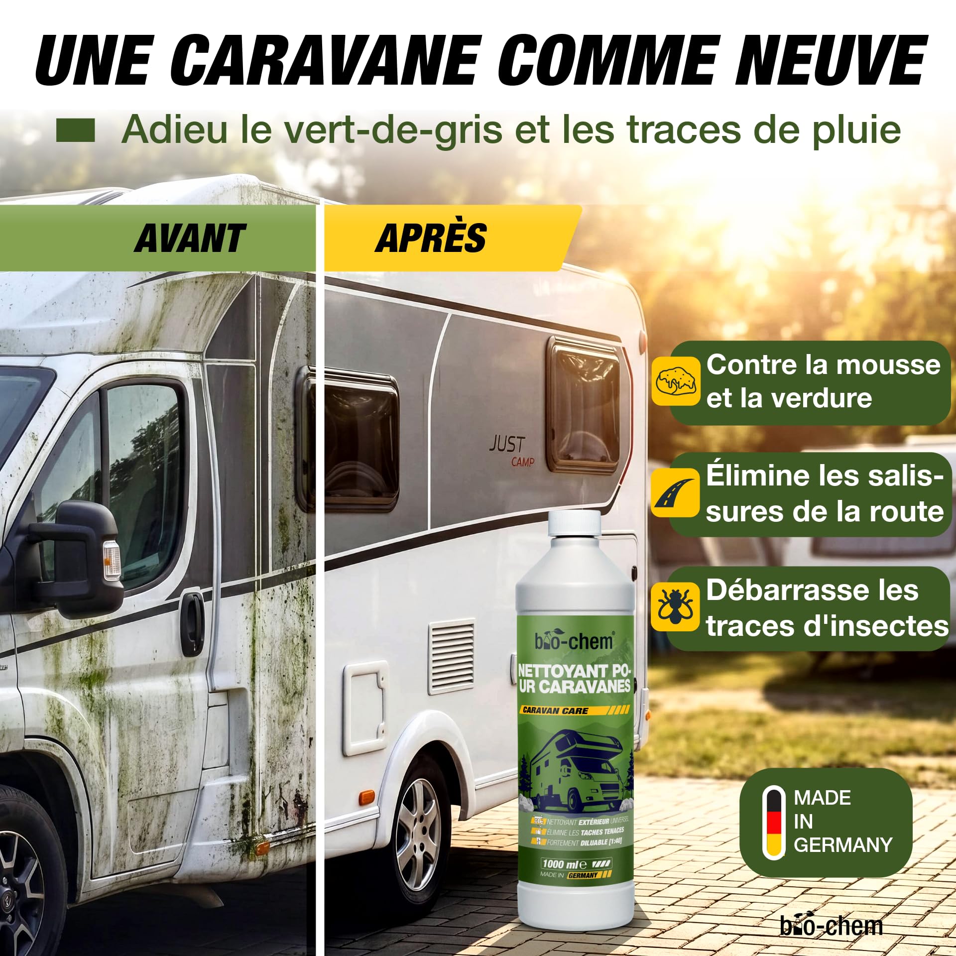 bio-chem Nettoyant pour caravanes 5L | Entretien de véhicules de Camping - Mobilhomes, auvents, Camping-Cars - Nettoyage Surfaces extérieures