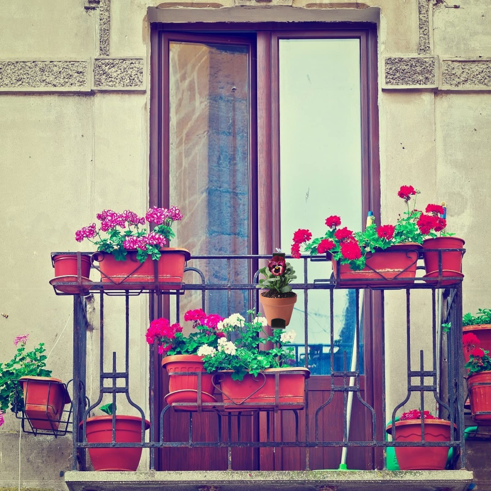 1 Paar Hängender Blumenpflanzer Haken Eisen Verstellbare Balkon Blumenkastenhalter für Garten Handlauf für und Außenbereich