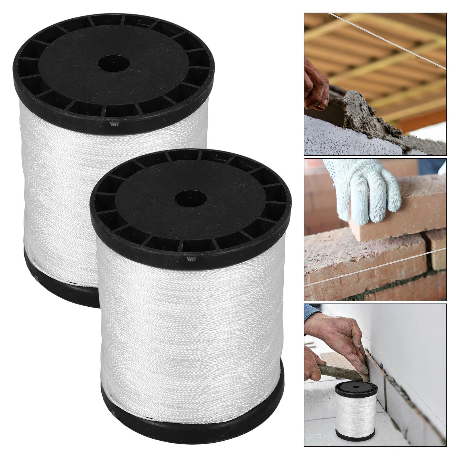 NUOBESTY 2 Rouleaux Ficelle de Nylon Torsadée pour Construction, Corde Résistante et Solide, Adaptée Maçonnerie et Jardinage, Usage Extérieur Fiable