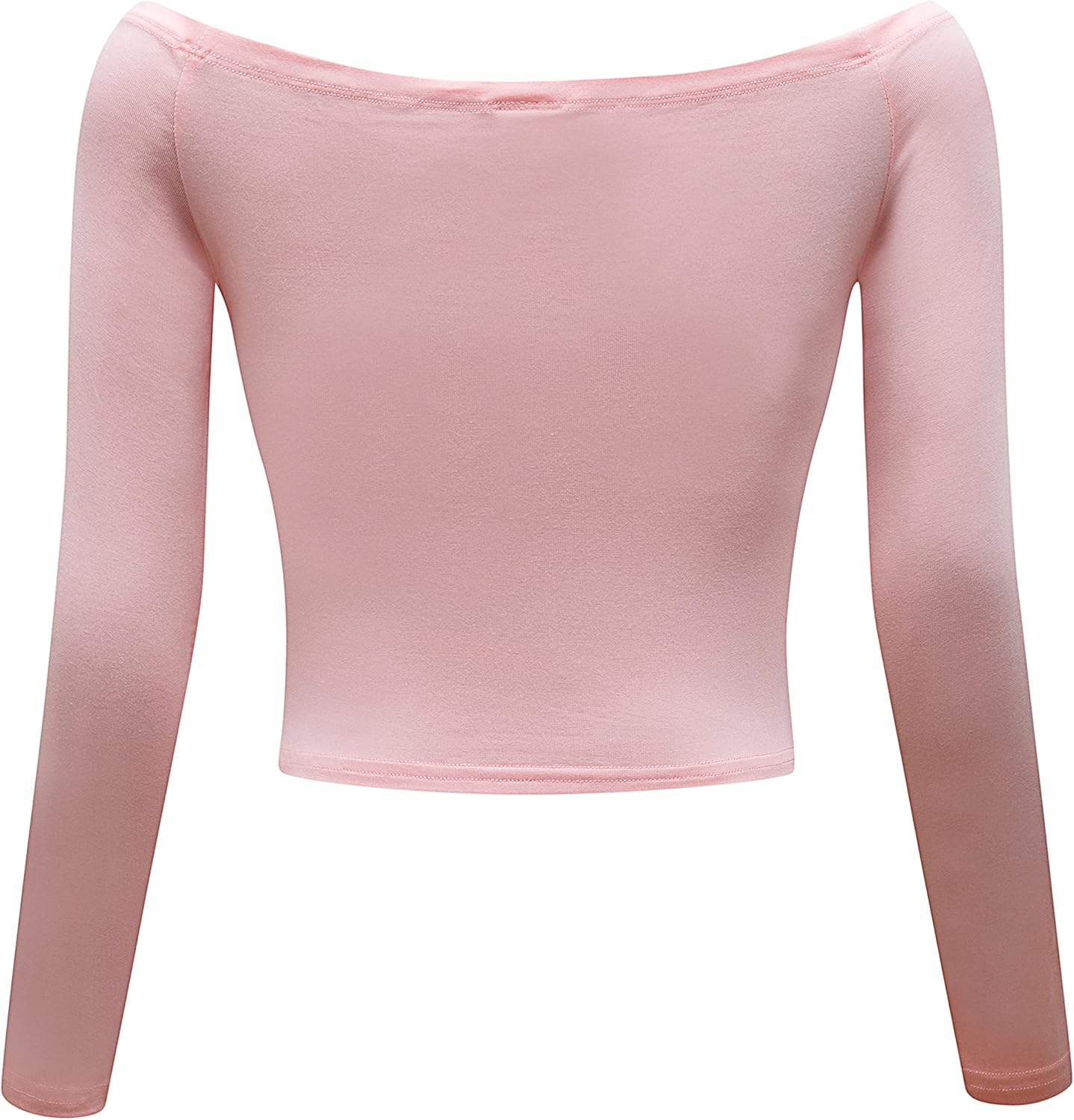 OThread & Co. Women's Off Shoulder Long Sleeve Crop Top Comfy Basic Stretch Layer Shirt - Image 4