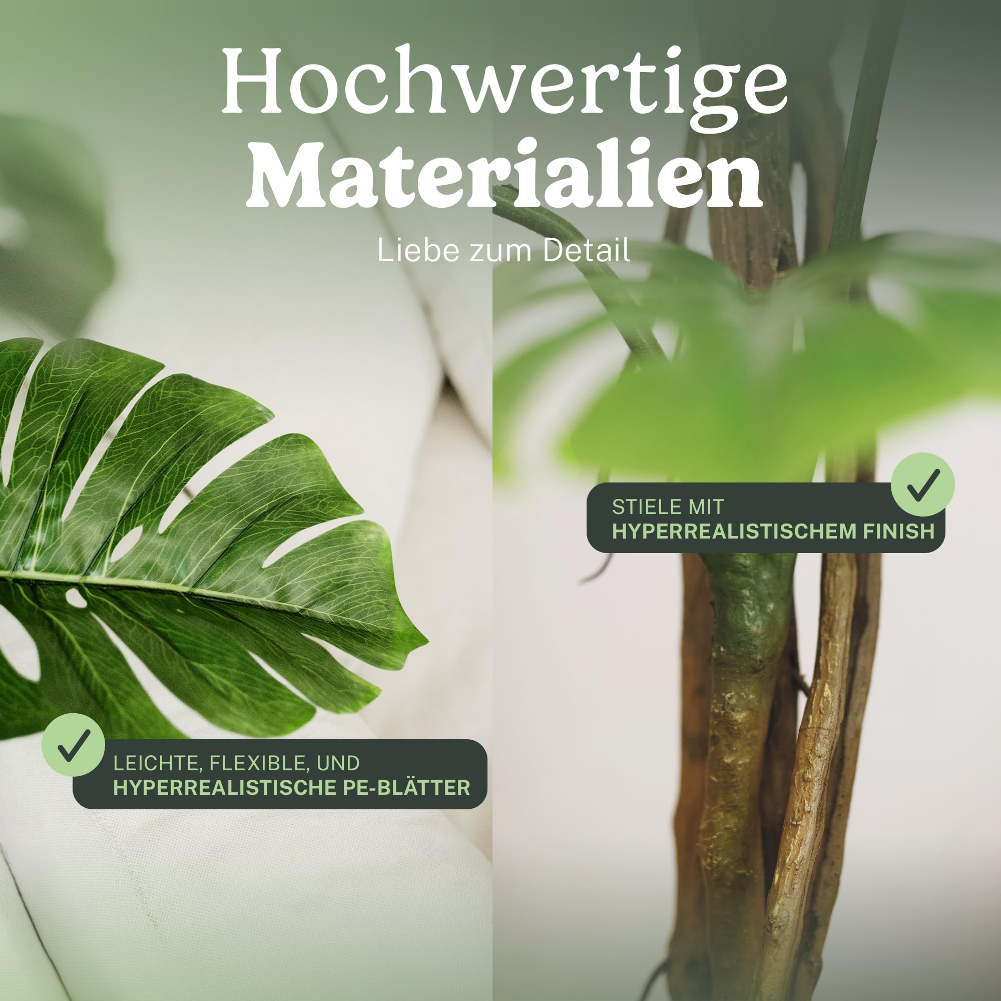 Maia Shop Monstera Künstlich 180 cm - Kunstpflanze wie Echt | Große Kunstpflanze mit Realistischen Blättern für Wohnzimmer Flur und Büro - Schwarzer Topf Inklusive