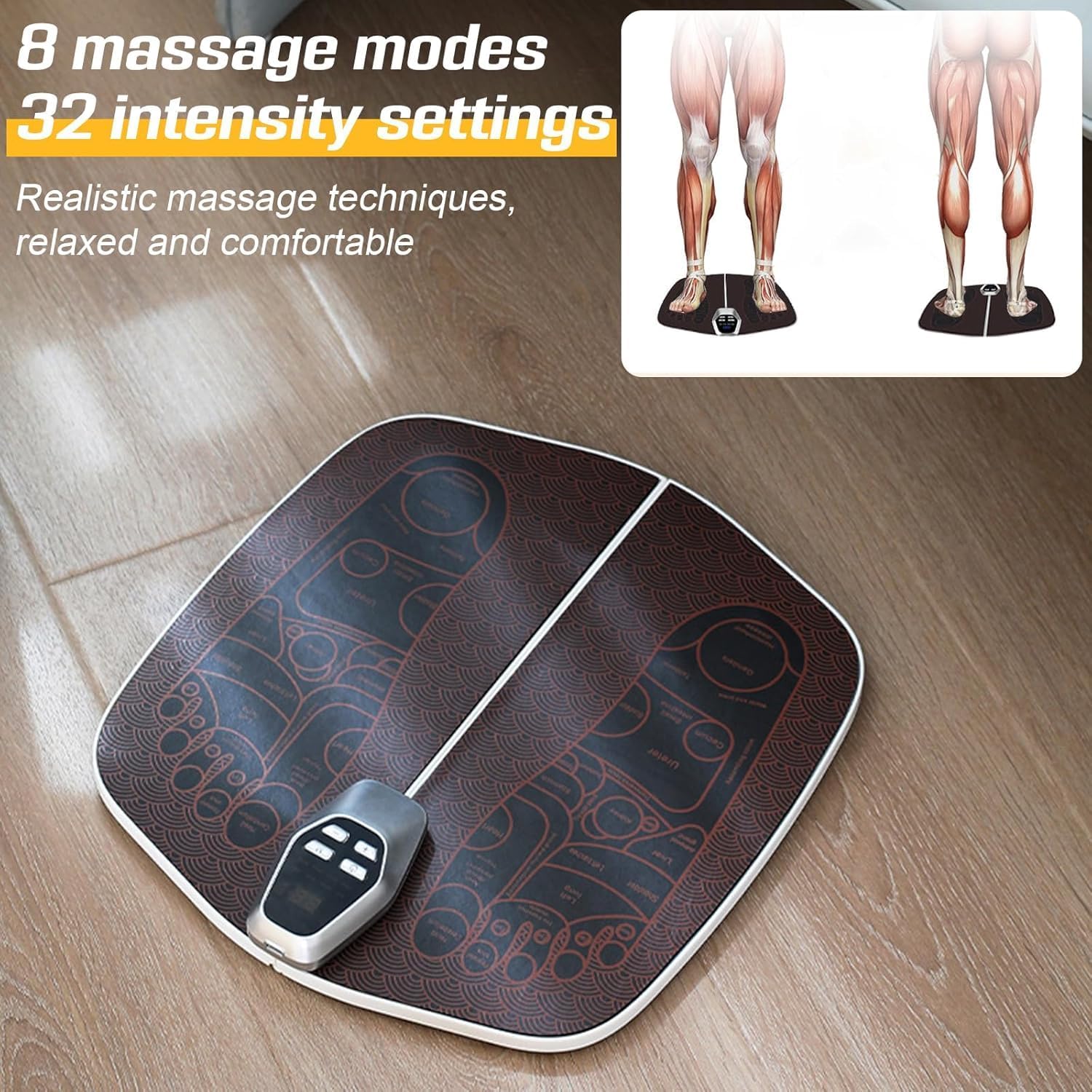 Foot Massager Mat, Portable Muscle Stimulation Foot Pad for Soothing Comfort, Daily Relaxation & Effective Pain Relief (deep Brown)