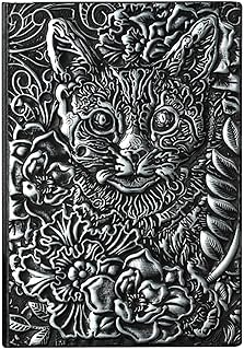 Caderno Gato | Caderno gato couro PU vintage com capa em relevo,Caderno retrô 200 páginas em grahorizontal para decoração e coleção escrita Prachy