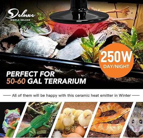 Vista 38 de Simple Deluxe Bombilla de calor para reptiles de 150 W y controlador de termostato digital de 40 a 108 grados Fahrenheit incluido, para mascotas