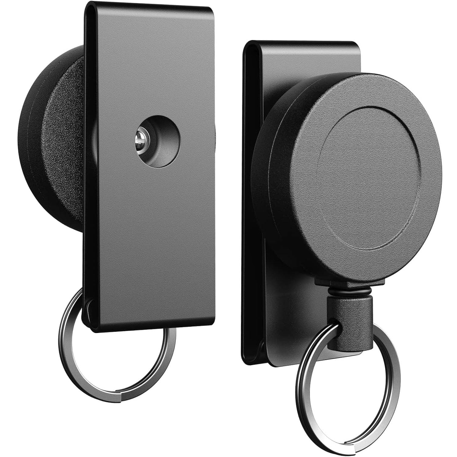 Aputue Metal Badge Clips, 2PCS 360°Rotatable Key Rings with Belt Clip, Id Clip Key Badge Retractable, Retractable Heavy Duty Metal Badge Reel, Durable Key Chains for Flashlight, Nail Clippers