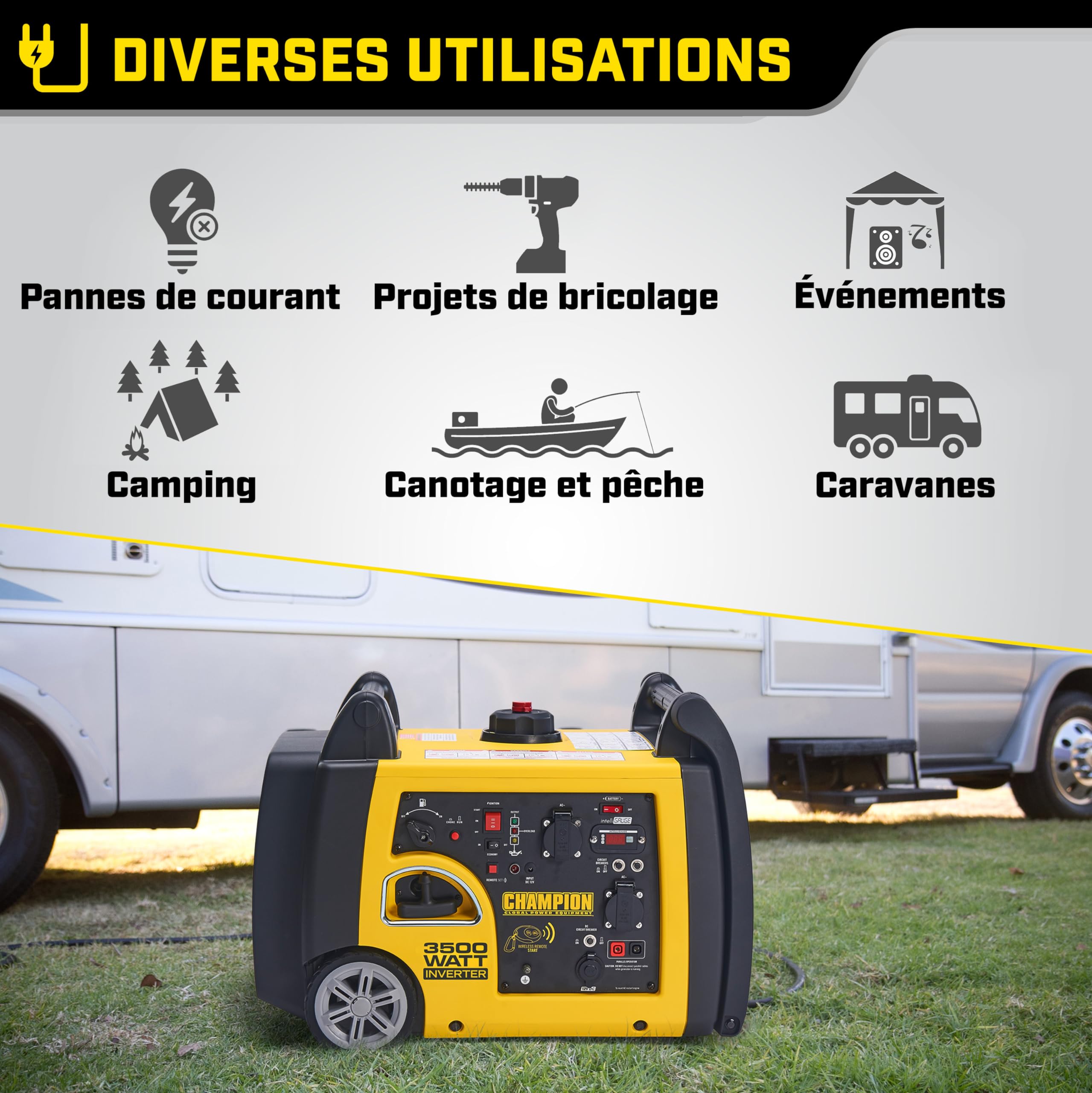 Champion Power Equipment Groupe électrogène mobile (3200 W, essence uniquement, télécommande, générateur portable) 73001i-P-EU
