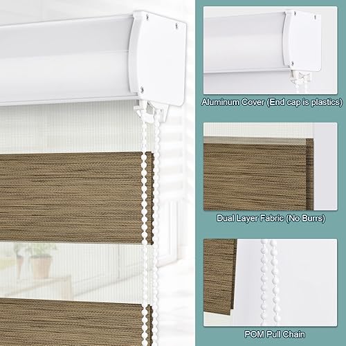 Miniatura 5 de MiLin Persianas opacas de cebra, de doble capa, persianas enrollables transparentes, entrega rápida a medida a tamaño 12-90 pulgadas de ancho y