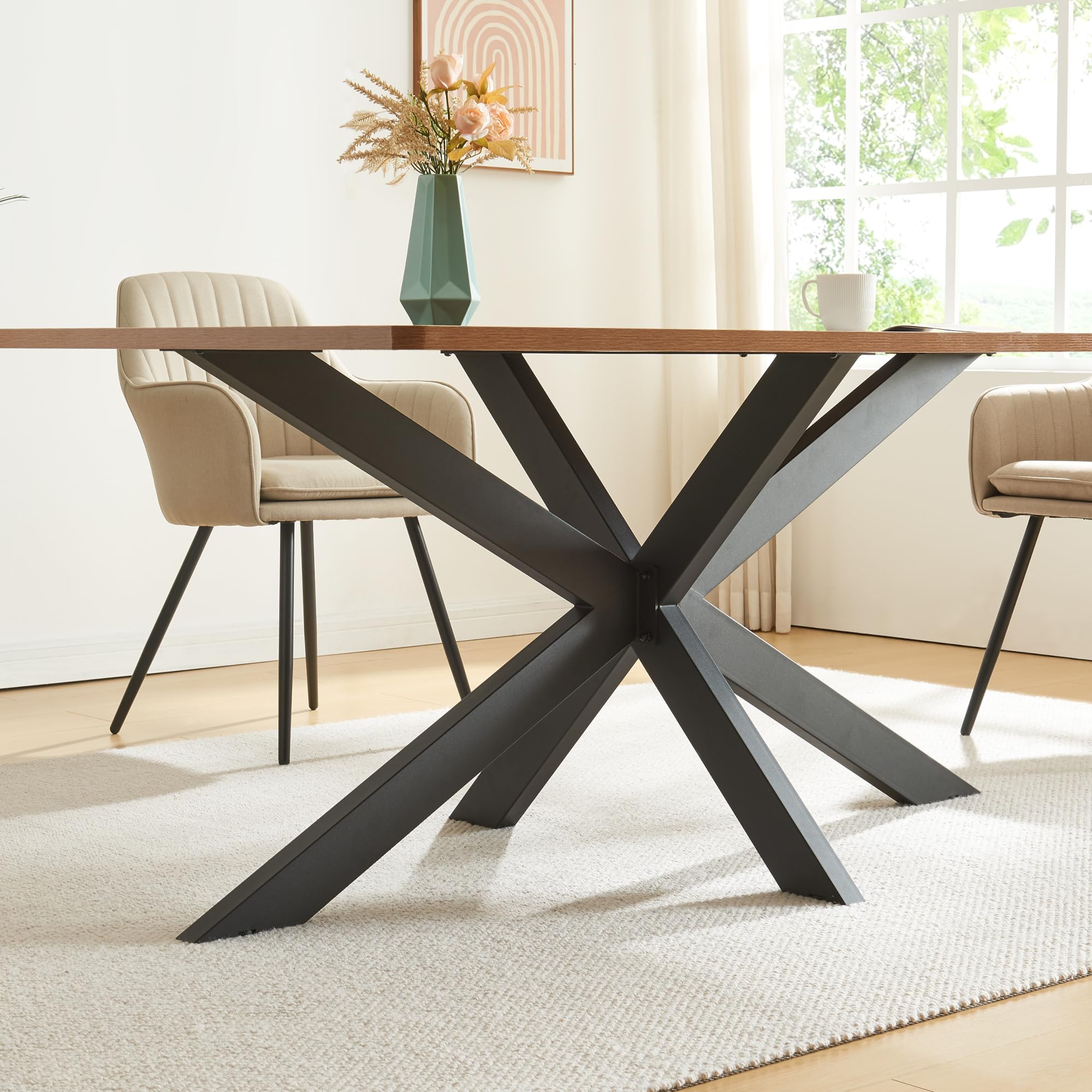 [en.casa] Pata para Mesa de Comedor Oberau DIY Patas para Muebles Armazón de Mesa Comedor Cocina Escritorio con Tornillos de Fijación Ajustables Acero 120 x 68 x 71 cm - Negro
