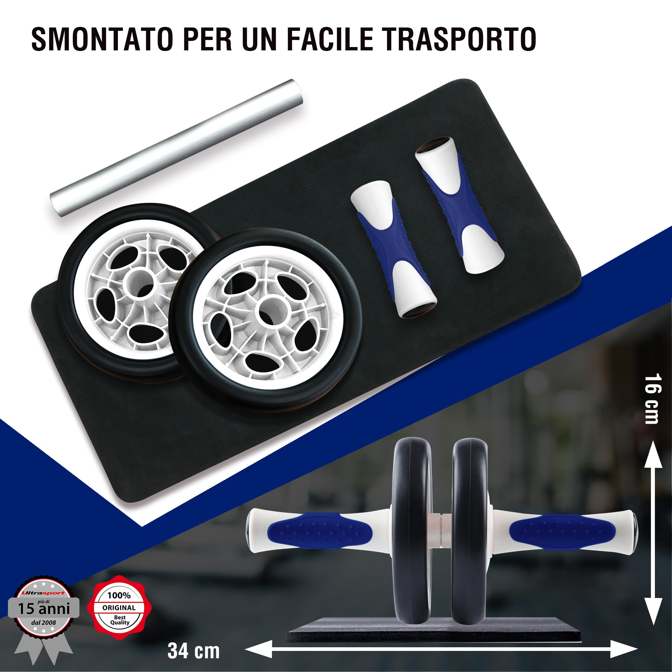 Ultrasport AB Roller Per Addominali - Con Tappetino Ginocchia, Pieghevole E Salvaspazio Per Uomini E Donne - Foto 5