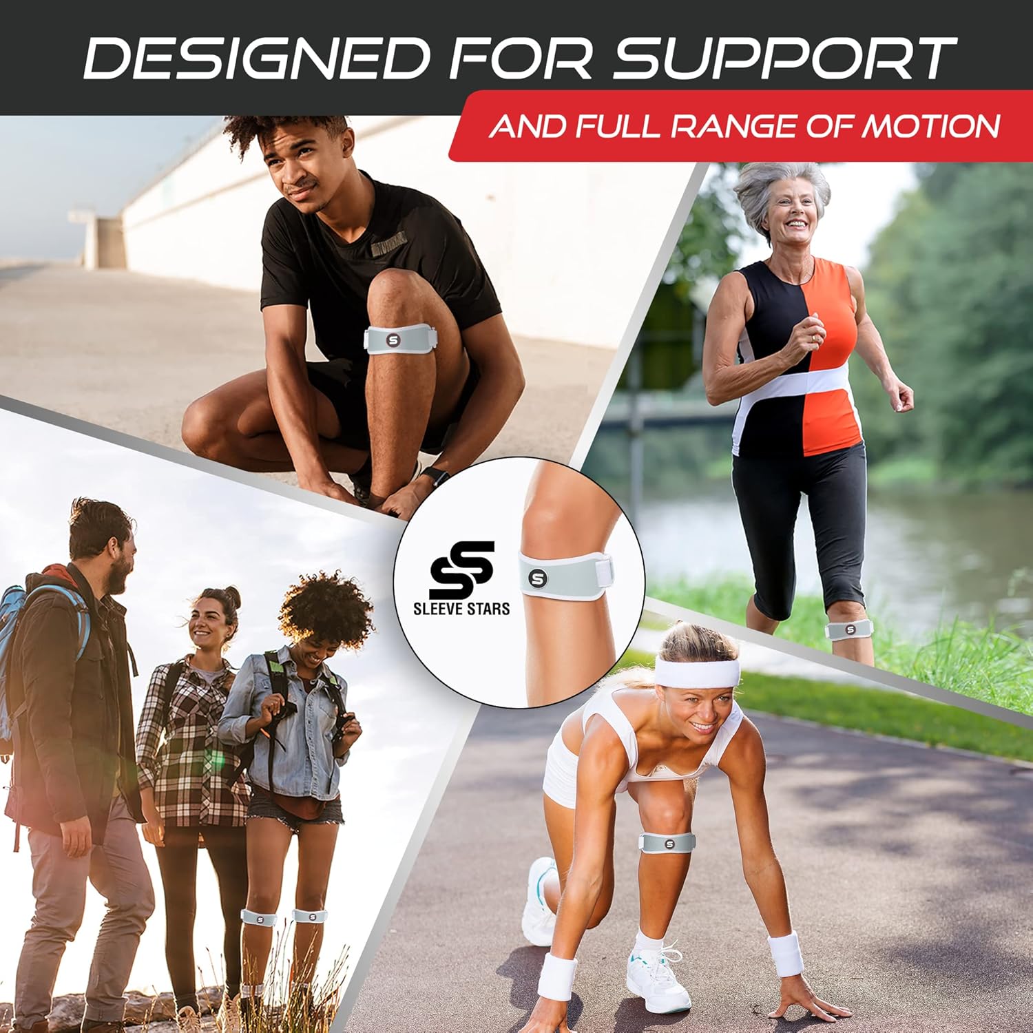 Sleeve Stars Swedish Brand Patellar Tendon Support Strap for Women & Men Effective Osgood Schlatter Knee Brace Youth & Kids Knee Brace with 3 Adjustable Length fits 12"-24" (Pair/Mint Green/Adult)
