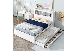 Harper & Bright Designs Queen Bed with Full Size Trundle Drawer