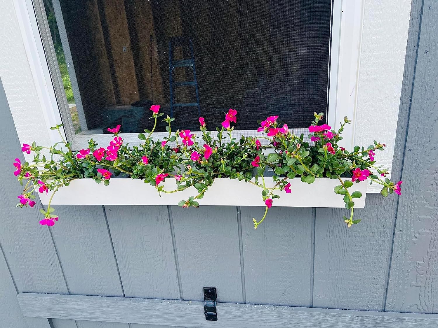 Modern Metal Trough Planter - Rectangle Succulent Planter Box - 32" Window Sill Planters - Decorative Indoor/Outdoor Table or Window - Windowsill Herb (1pc 32'' White)