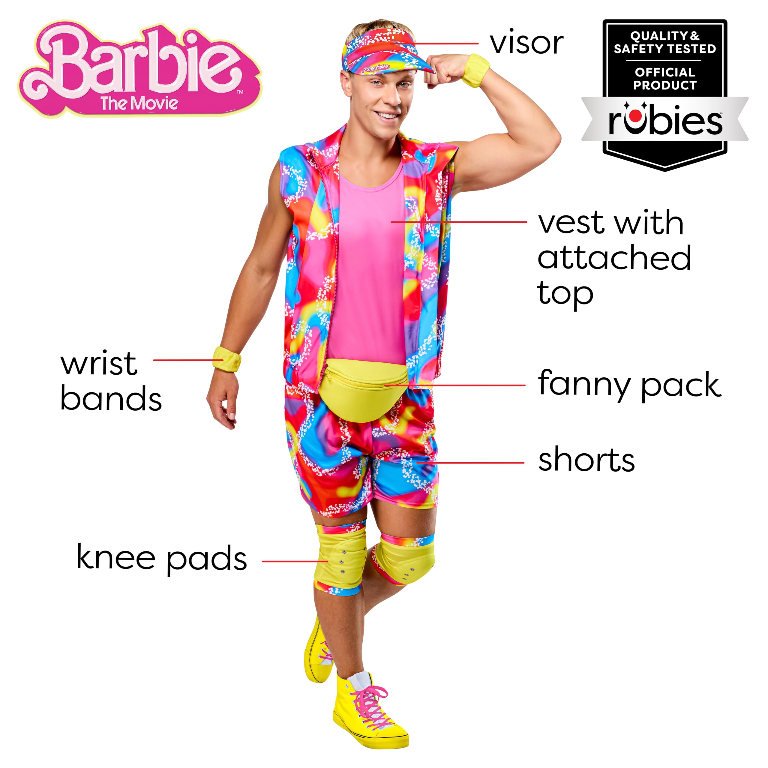 Rubies Oficjalny kostium dla dorosłych Rollerskate Ken, fantazyjna sukienka dla dorosłych, rozmiar M