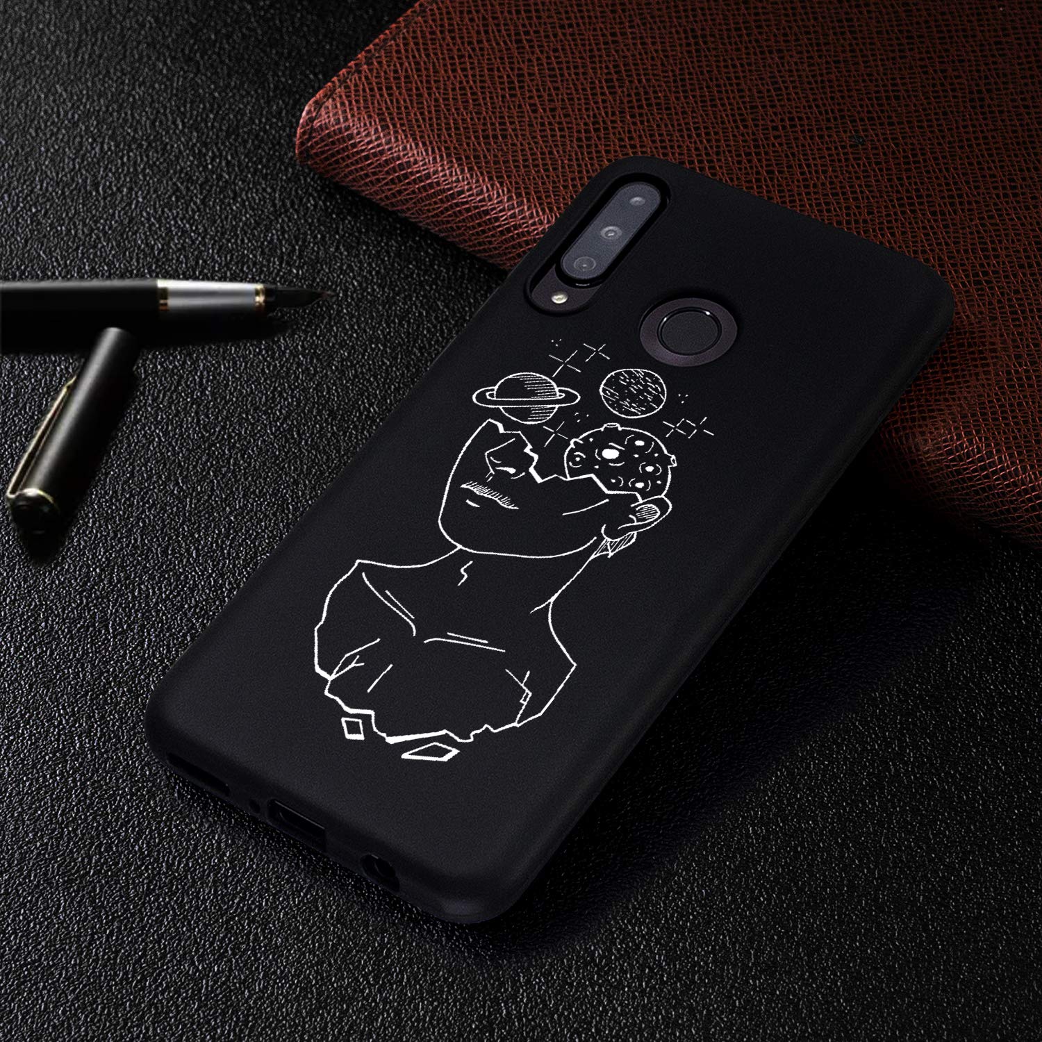 DiaryTown Pour Coque Huawei P30 Lite, Etui Noir En Silicone | FindTheDeal
