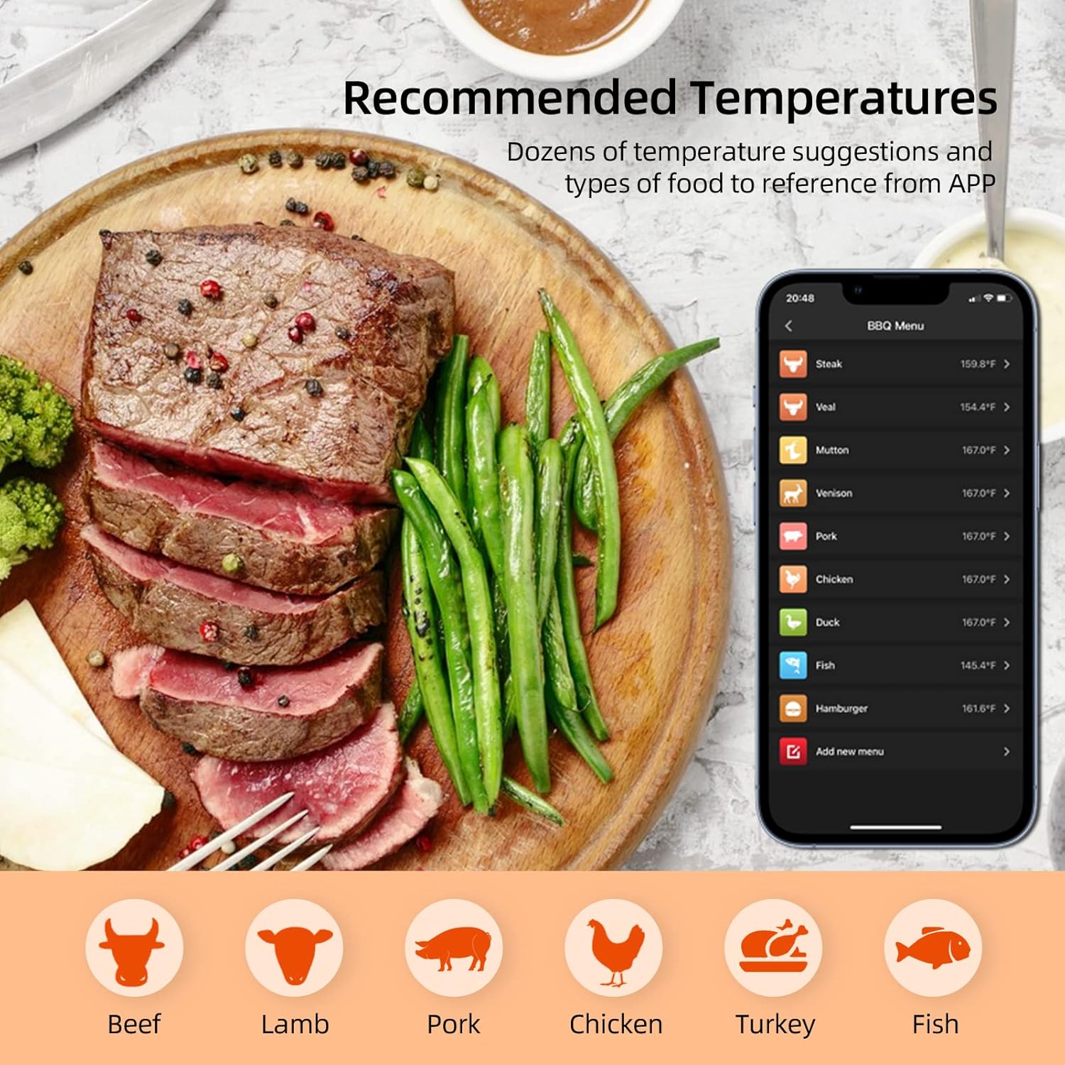 Review BROHOM Wireless Meat Thermometer,Bluetooth Dual Probe Thermometer with APP,Grill,Kitchen