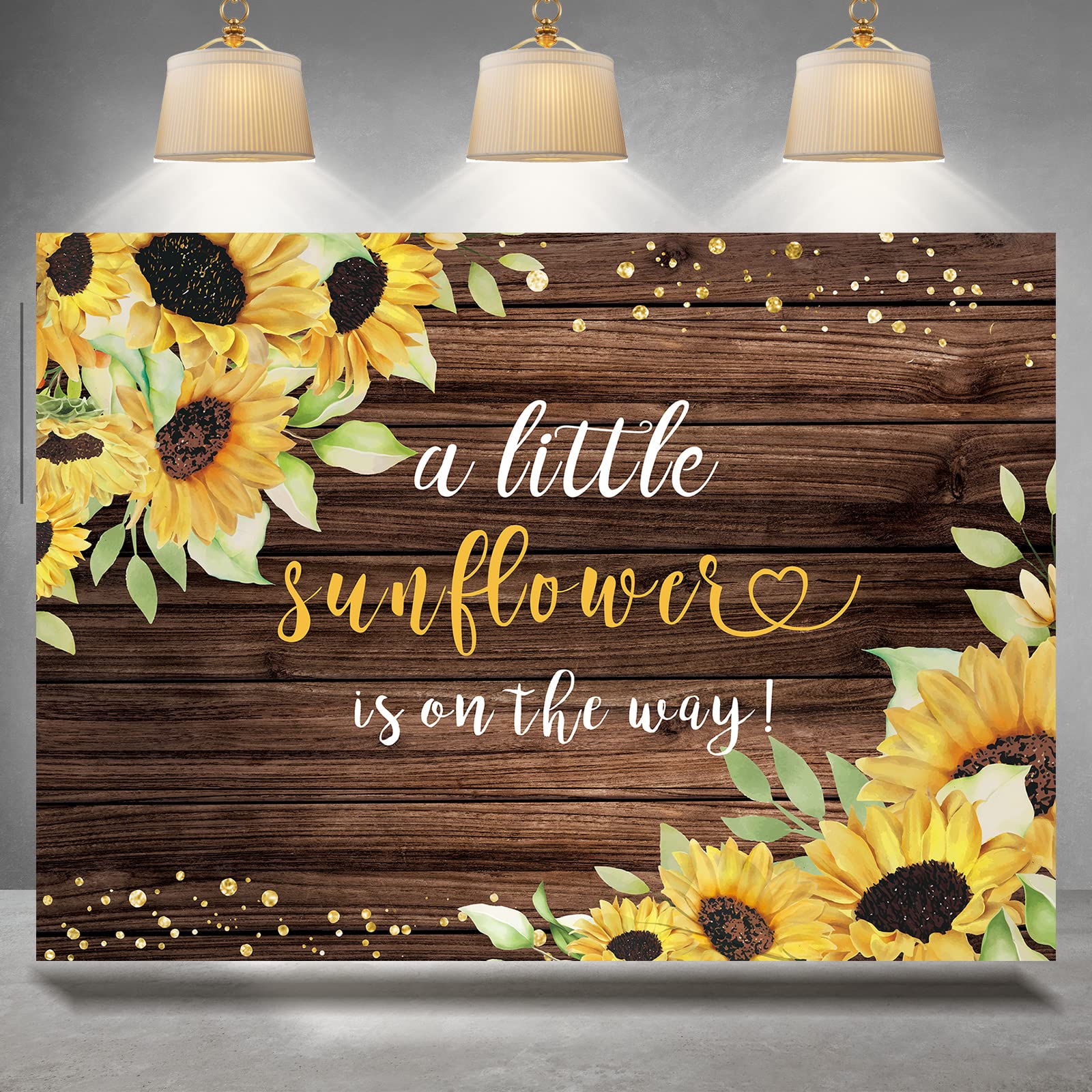 Rsuuinu Sunflower Wood Photography Backdrop Baby Shower Birthday Party Rustic Background Photoshoot Kids Child Newborn Bday Wooden Texture Banner