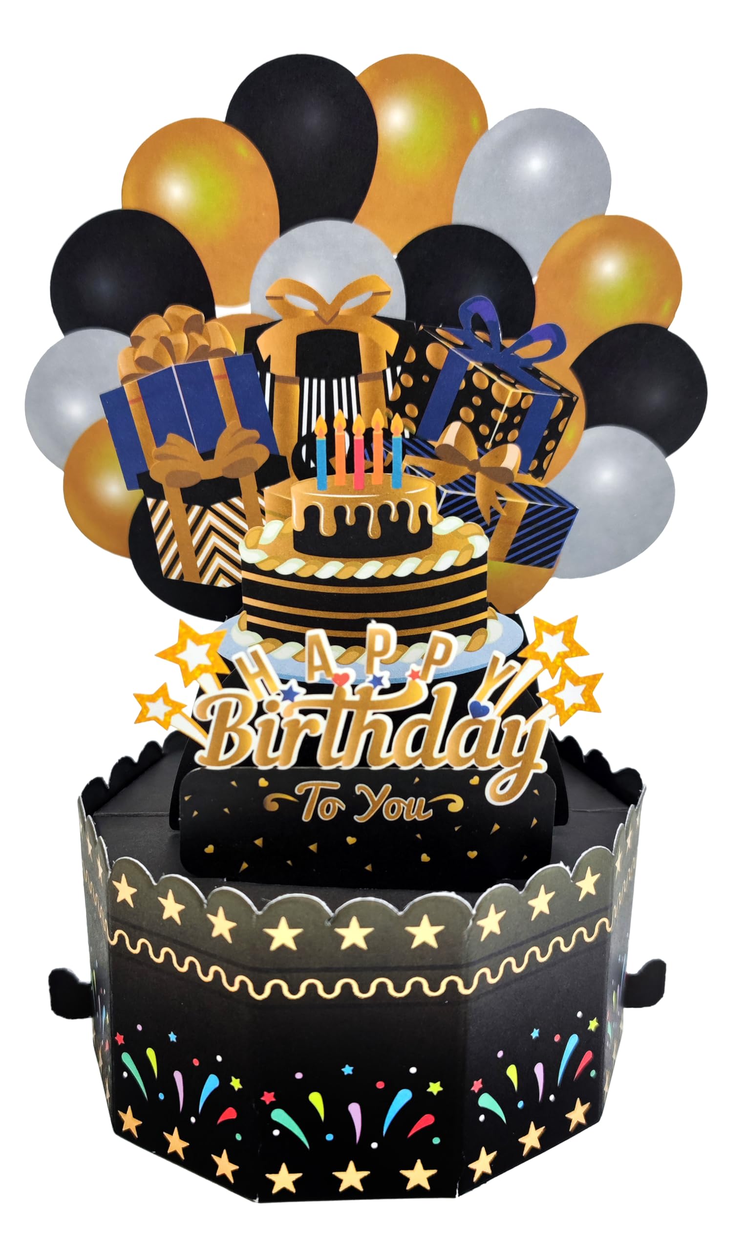 AimtoHome Birthday Cards 3D Popup Birthday Greeting Cards - Birthday Greeting Card for Girls, Boys Men and Women All Ages, with Blank Note and Envelope Included (Black Gold) — image 1