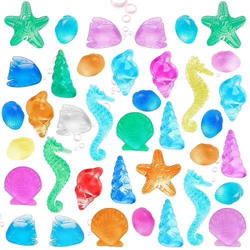 HAPTIME 80 Pcs Seashells, Sensory Bin Filler, Diving Gem Pool