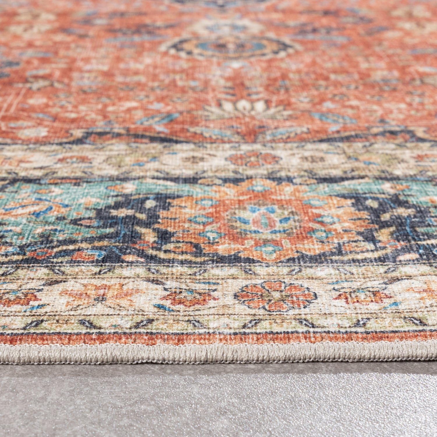 FRAAI | Home & Living In- & Outdoor Vintage Teppich - Kairo Medaillon Terra Dunkelblau - 160x230 cm