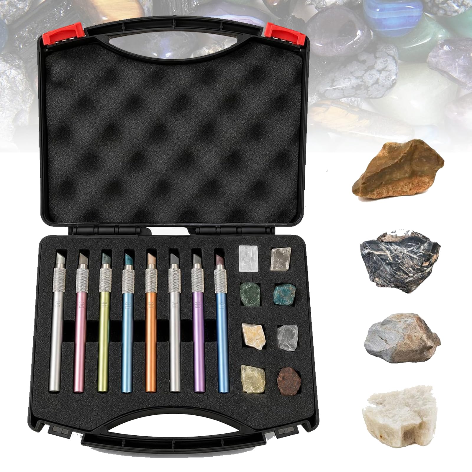 VILA SMO Mohs Hardness Test Kit, 2-9 Scratch Tester Pens With Storage Box, – 8 High-hardness Nibs, For Gemstones, Jade, Jewelry, Glass, Ceramic Tile, Rock, Industrial Mineral Identification