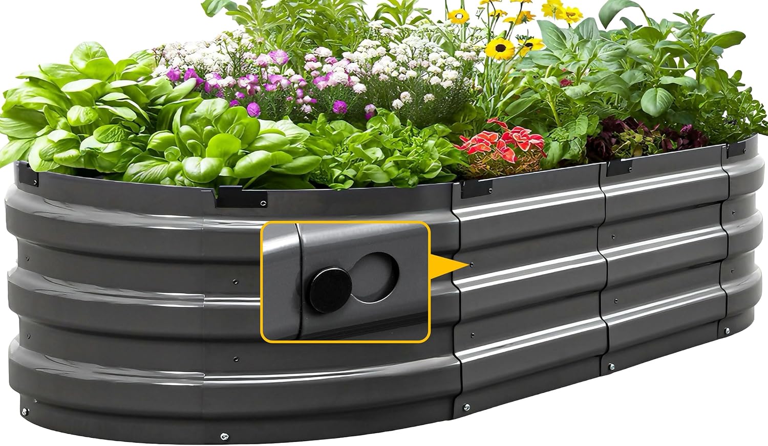 KING BIRD Raised Garden Bed Kit 2026 Upgraded 10-Minute Assembly Galvanized Planter Garden Box Outdoor for Gardening, Vegetables, Flowers, 47x24x12 in, Dark Grey