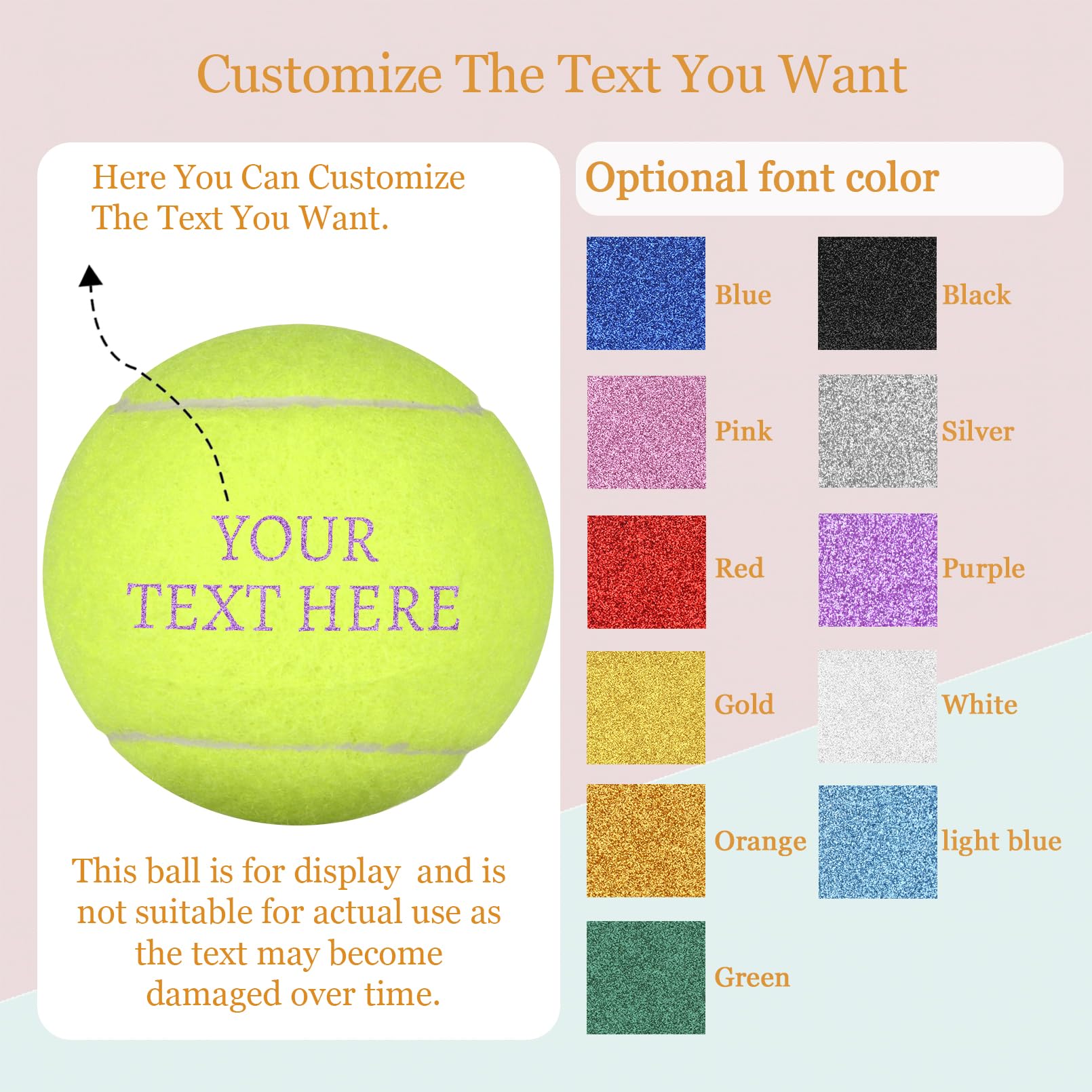 Zakally Personalized Custom Tennis Ball with Name Text