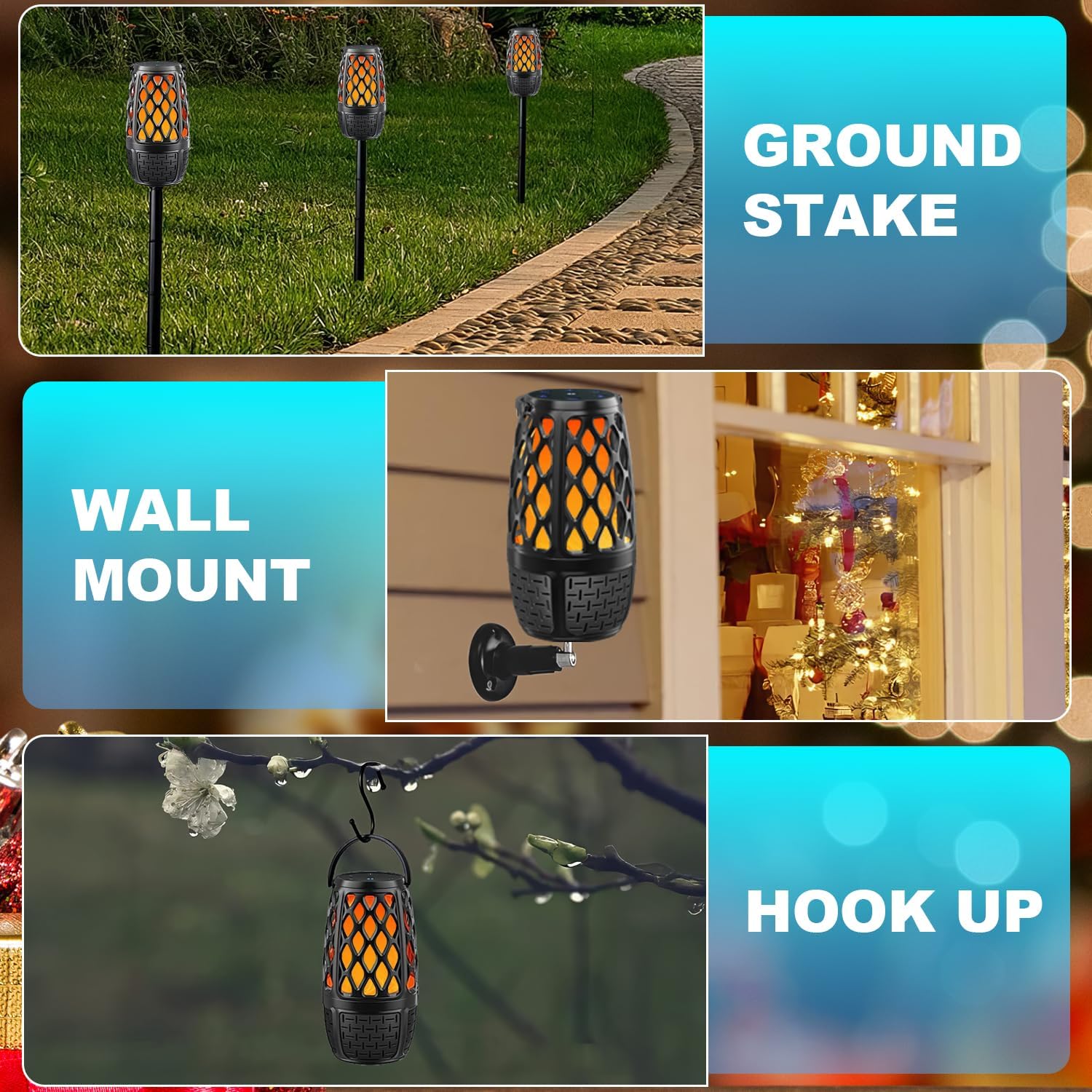 Upgraded Outdoor Bluetooth Speakers with Lights, IPX6 Waterproof Flame Atmosphere Outdoor Speaker, Auto-Pairing Multi-Sync up to 100 Speakers, Cool Tech Gadget Gifts for Men Women, Patio Garden Party - Image 4