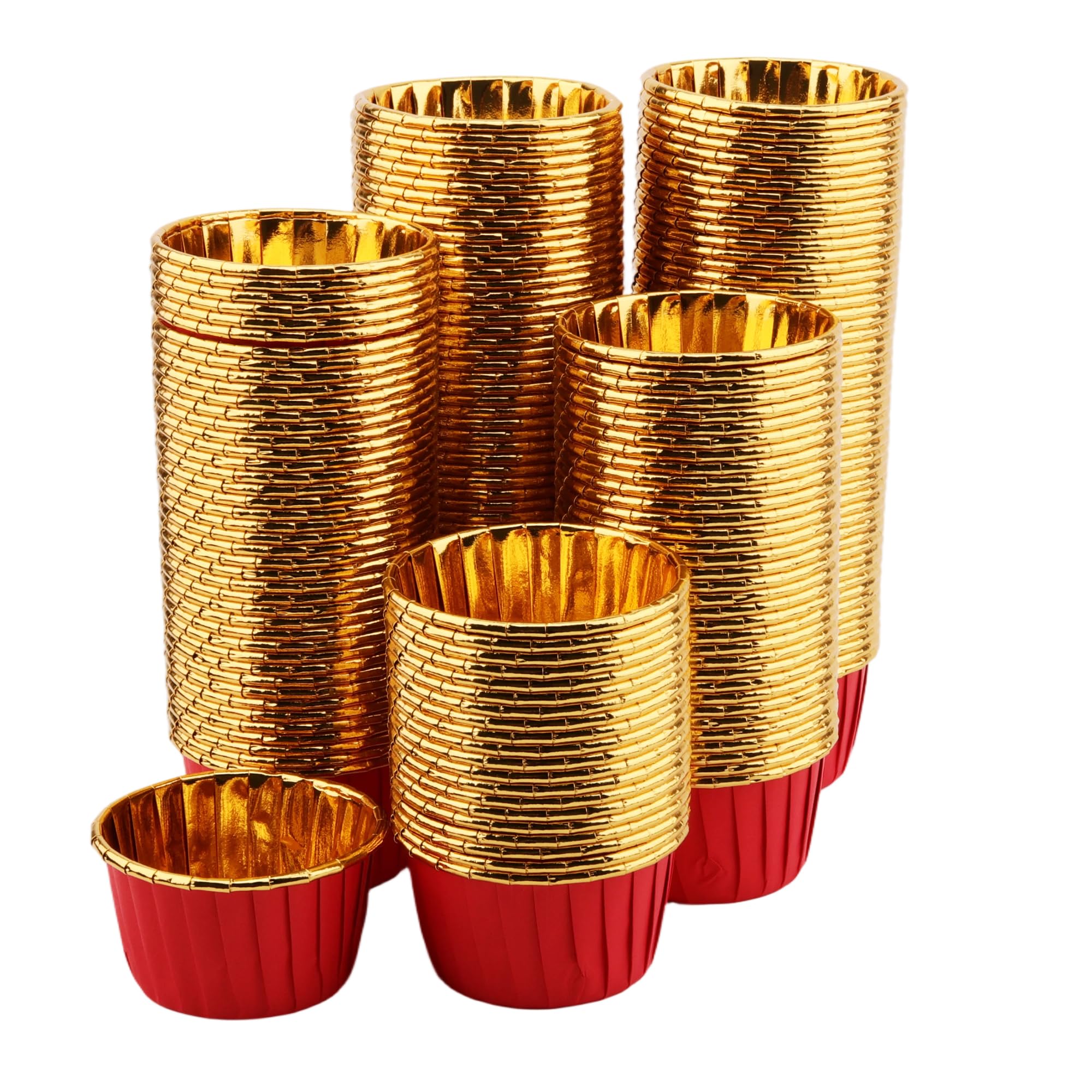 CHIHEUNG 200 PCS Cupcake Cases, Red Greaseproof Foil Baking Cups, Paper Muffin Liners for Birthday, Wedding, Party