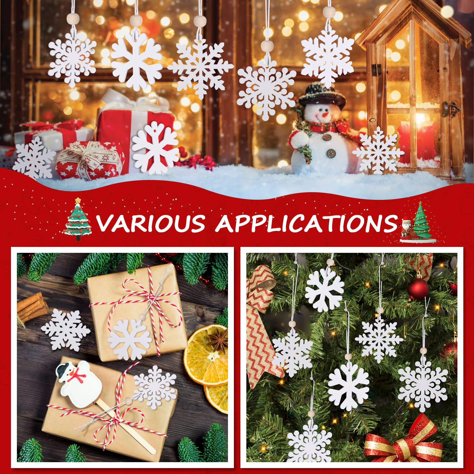 Fiocchi Di Neve In Legno Per Albero Di Natale - 24 Pezzi Decorazioni Fai Da Te, Colorabili - Foto 10