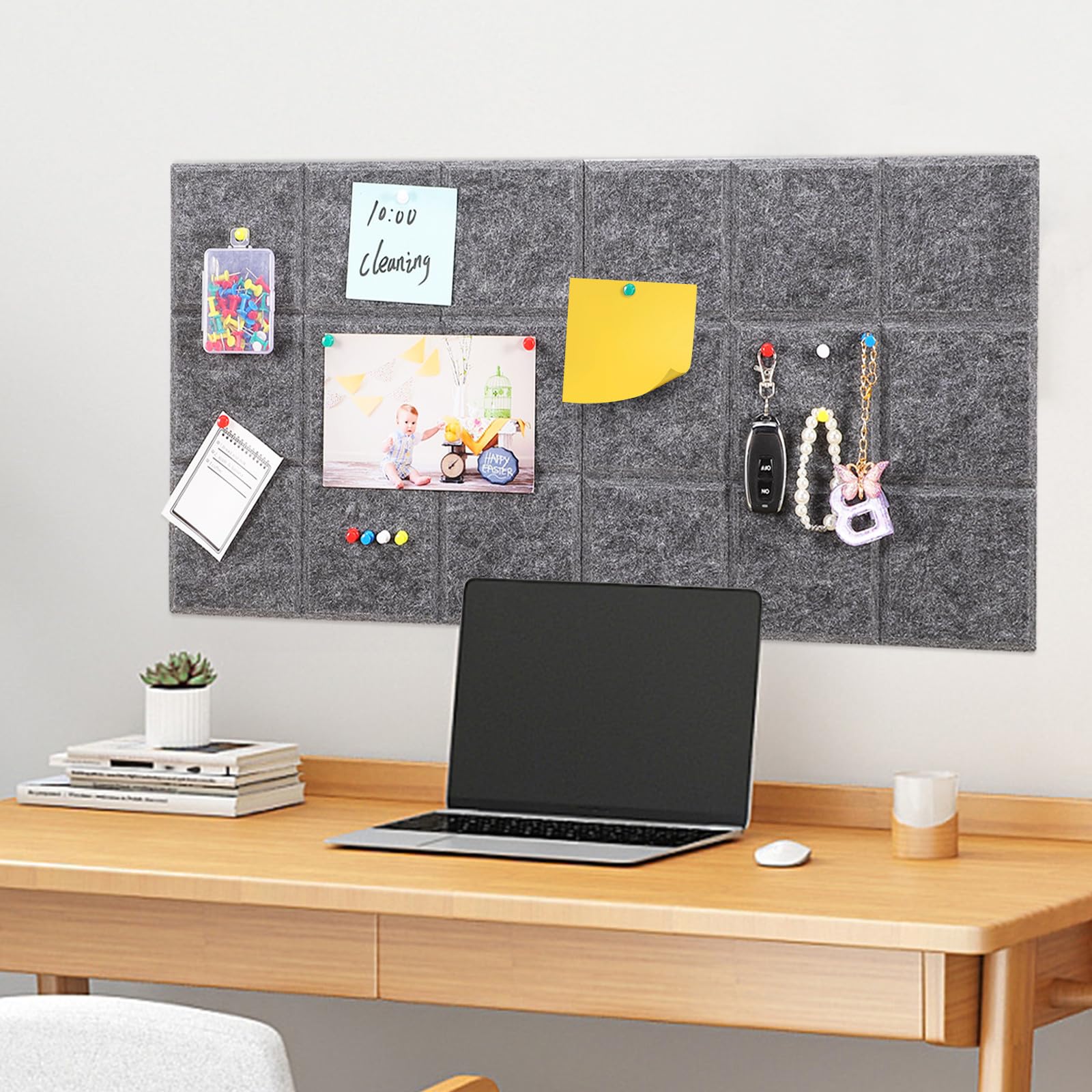 8 Piezas Tablón de Anuncios de Fieltro Autoadhesivo 30x30cm