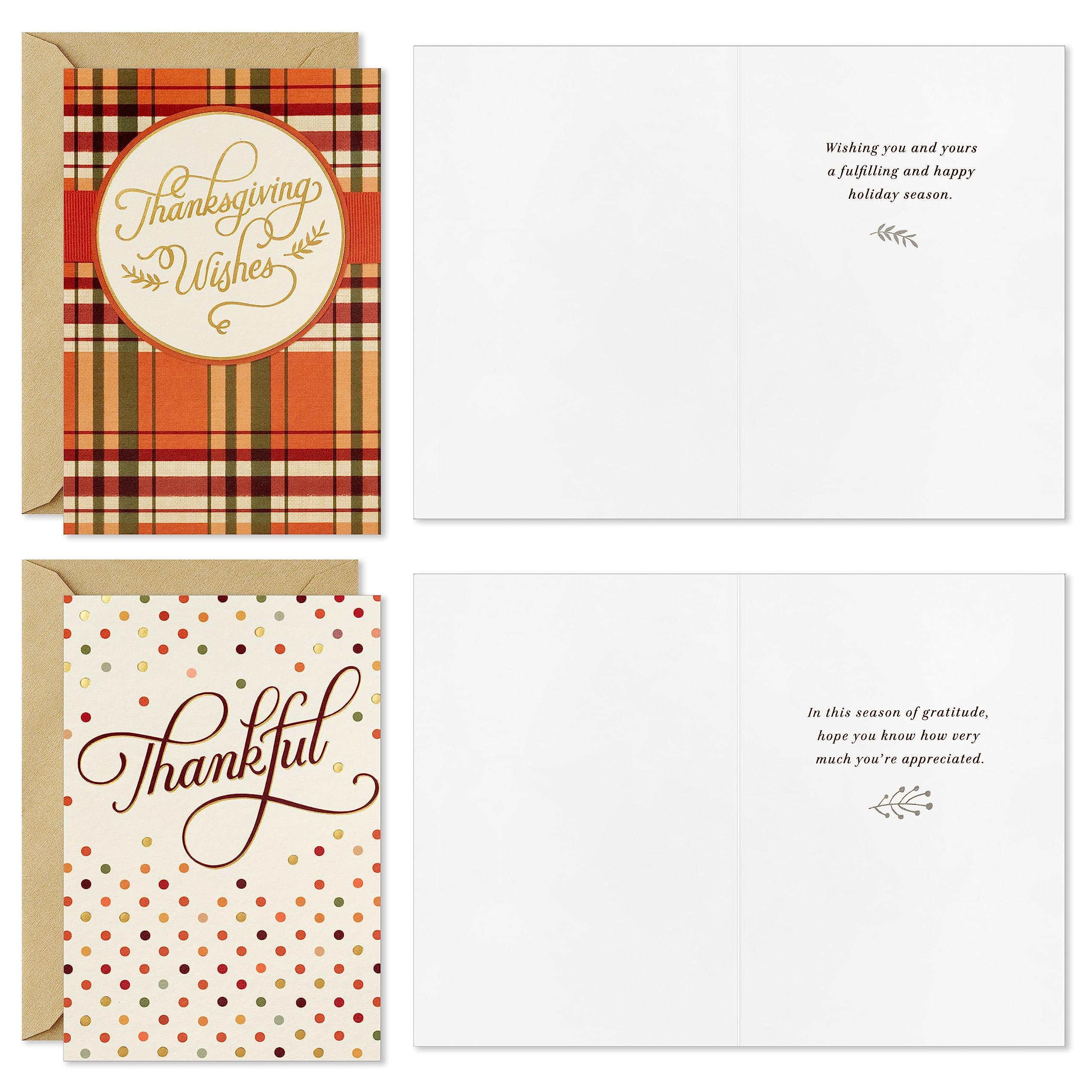 Hallmark Bulk Thanksgiving Cards Assortment (72 Cards with Envelopes) Stripes, Leaves, Plaid - Image 4