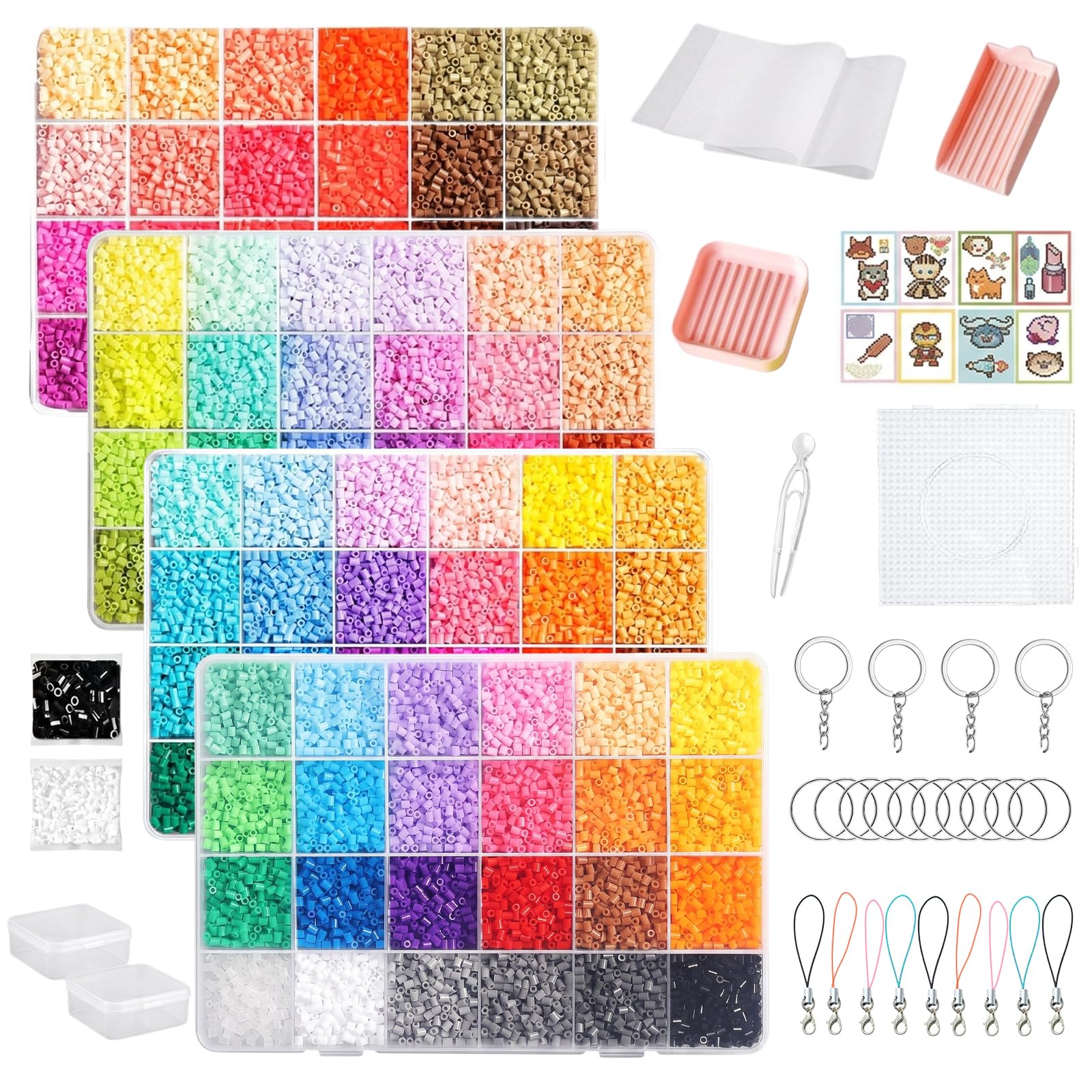 Oteovio 96 Colours 2.6mm Fuse Beads Kit with Pegboard, for Iron-On Crafts