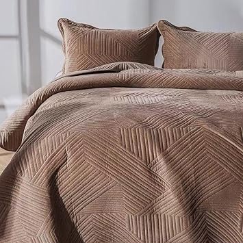 MAYPLUSS Brown Bedspread - Damask Ultrasonic Summer Bedspread, Soft Feel Lightweight Coverlet Bedding Set