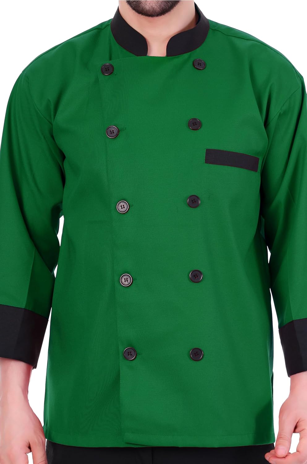 FL-08 Black Collar Cuff Chef Jacket | Chef Coat | Chef Uniform for Men | Light Weight Chef Dress for Kitchen