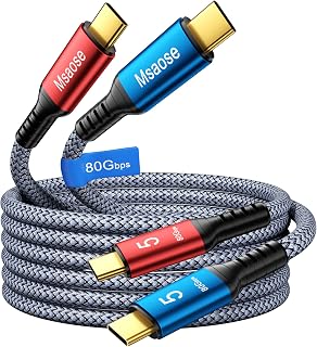 Braided Thunderbolt 5 Cable 3.3FT 2Pack Compatible, 8K@165Hz, 4K@540Hz, 80Gbps, 120Gbps BW, 240W PD for Thunderbolt 4/5, Mac mini, Razer Blade, MacBook Pro M4 M5, iPhone 17, USB4 2.0