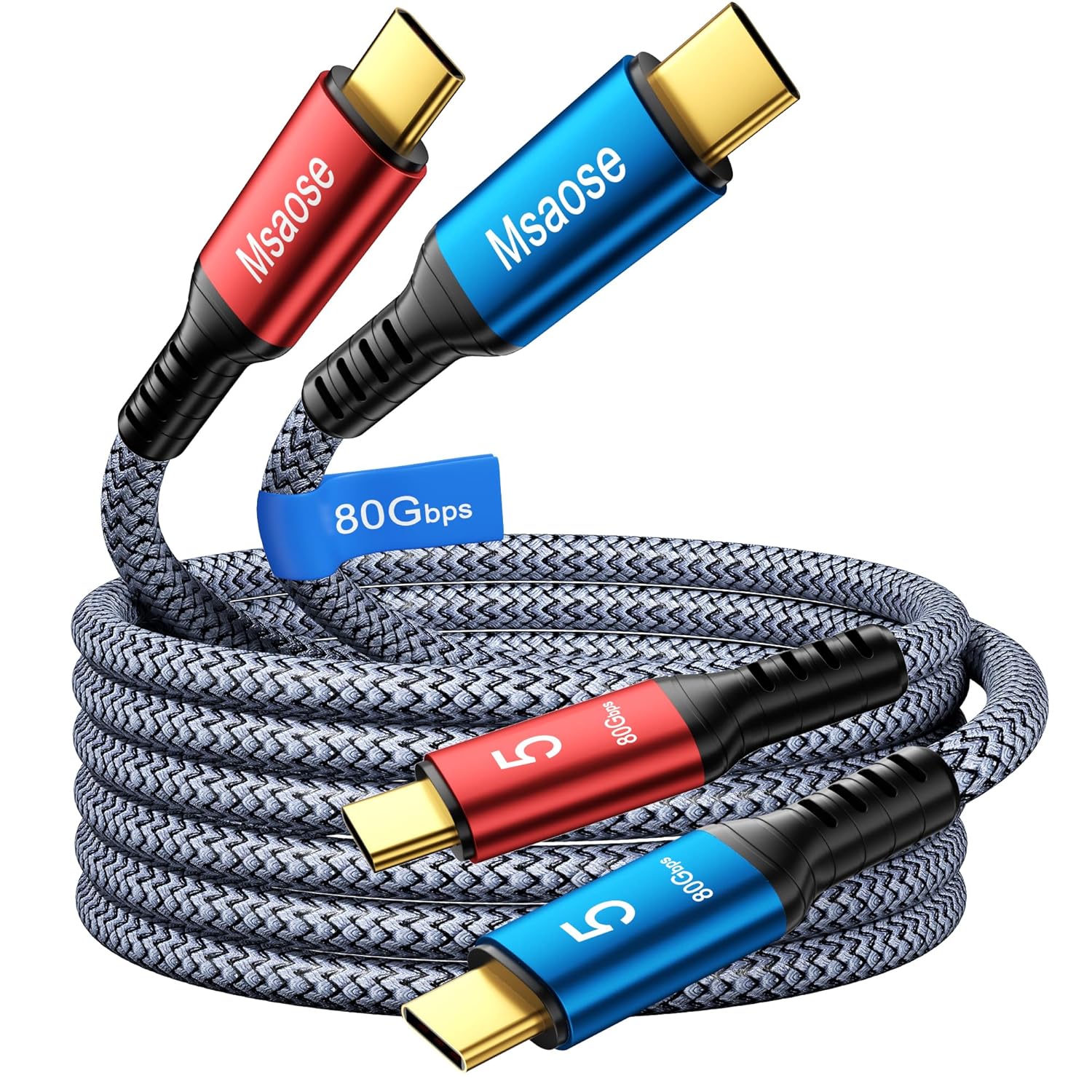 Braided Thunderbolt 5 Cable 3.3FT 2Pack Compatible, 8K@165Hz, 4K@540Hz, 80Gbps, 120Gbps Bandwidth, 240W PD for Thunderbolt 4, Mac mini M4 / M4 Pro, Razer Blade, MacBook M4 Pro, iPhone 17, USB4