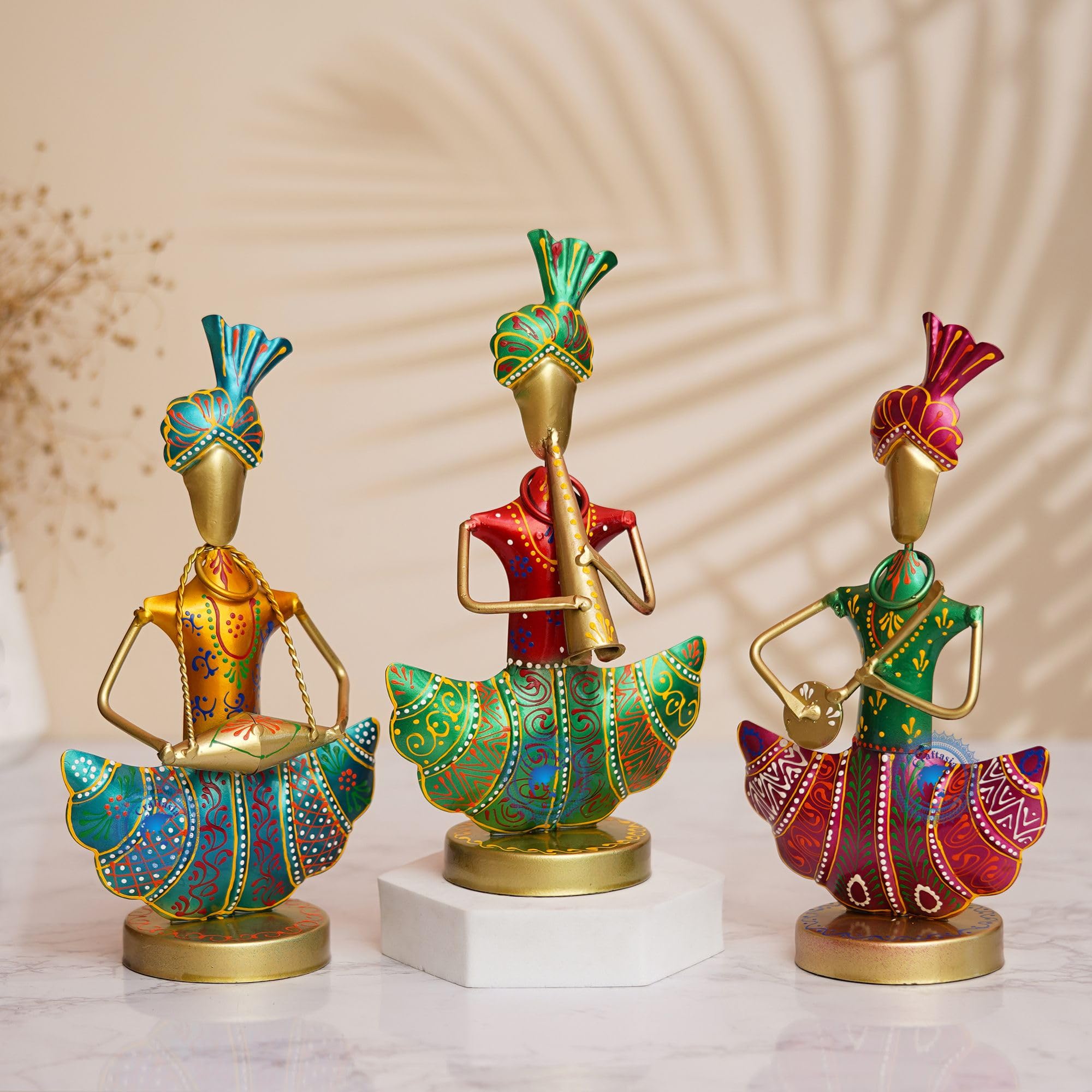 Hand-Painted Indian Musician Figurines - Set of 2 -13 Hand-Painted Indian Musician Figurines - Set of 2 -13