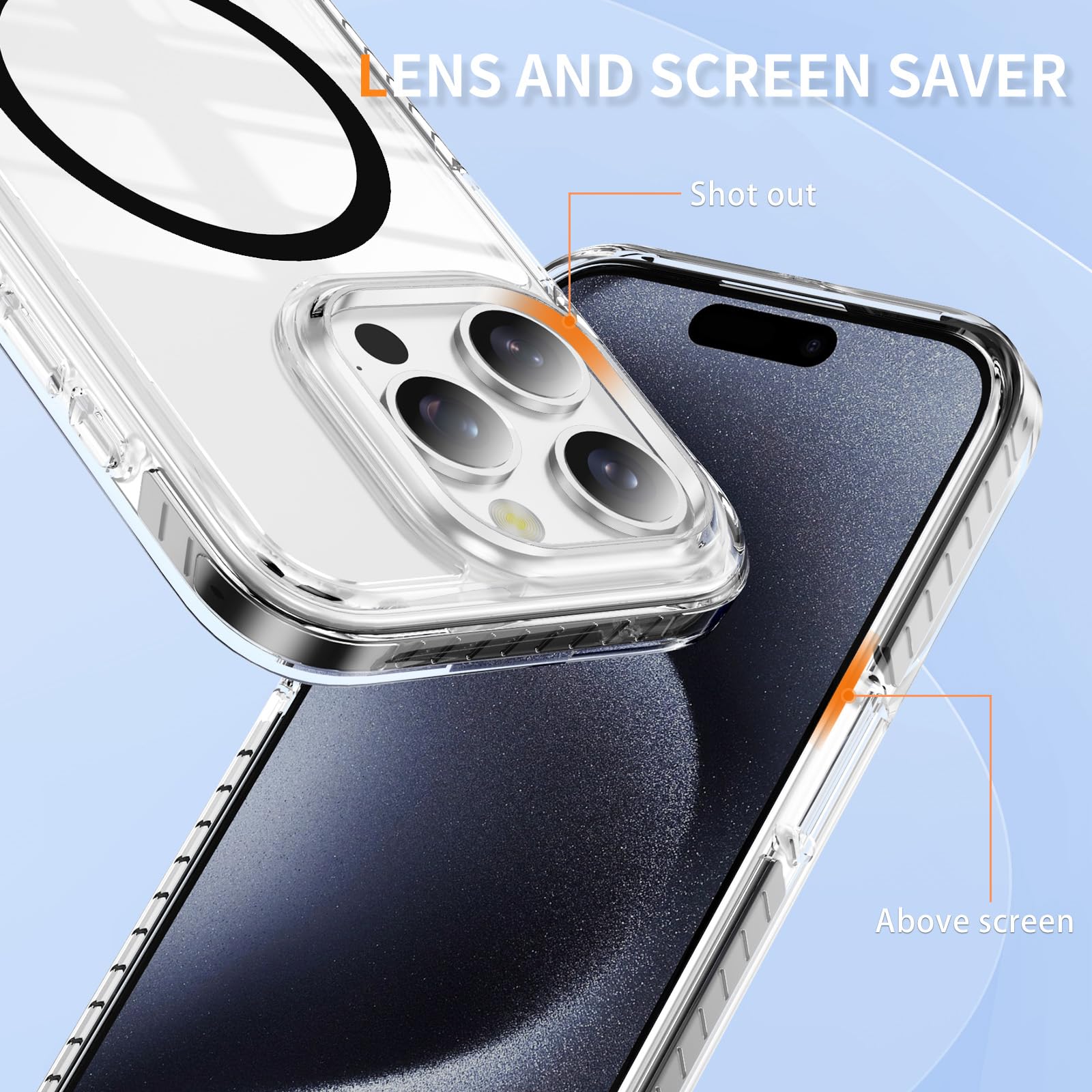 IMEIKONST Custodia Trasparente per iPhone 14 Pro (6,1), [Compatibile con MagSafe] Magnetica Sottile Anticaduta Anti-ingiallimento Protezione Militare Cover per iPhone 14 Pro. Nero CHTM