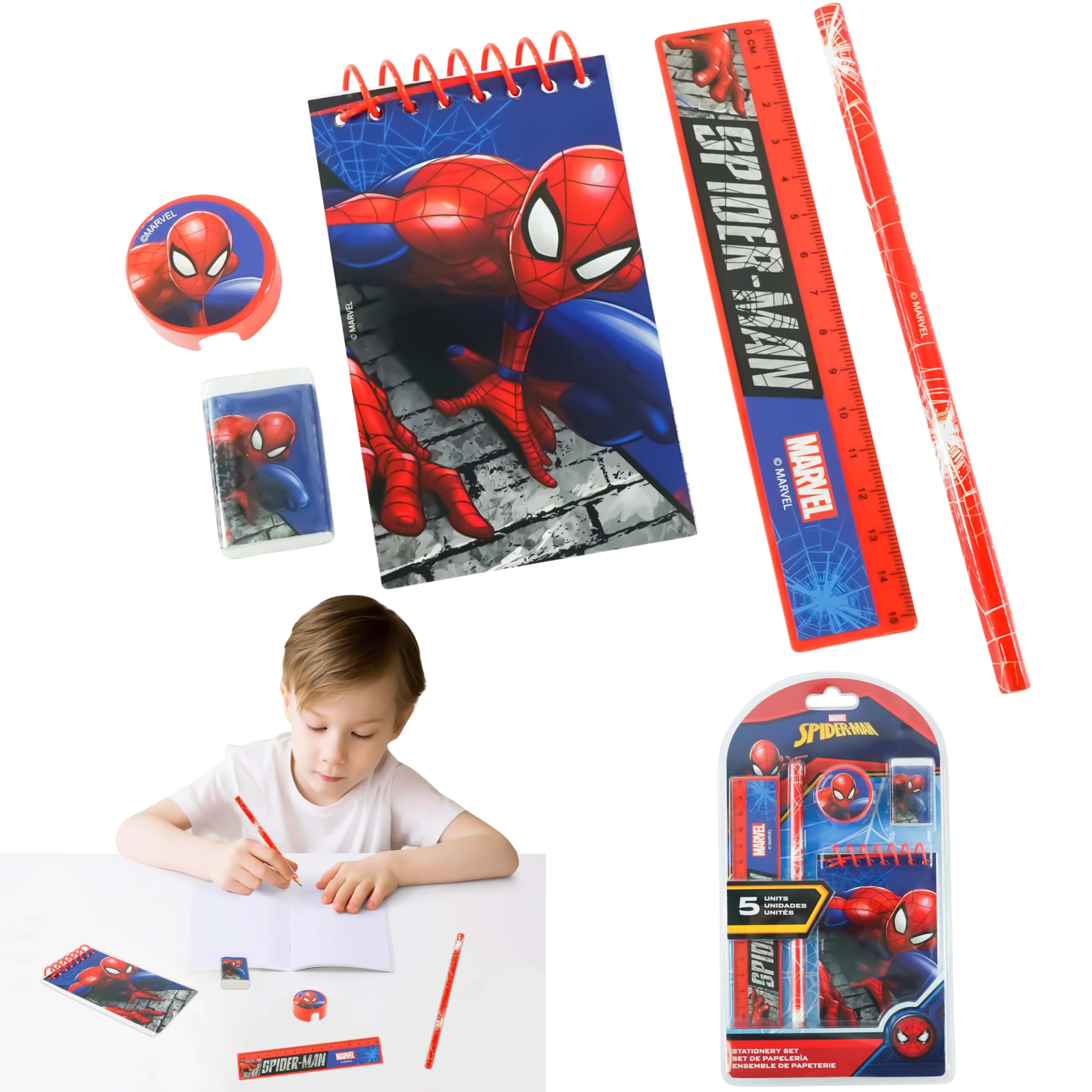 MARVEL Spider Man Transparant PENNENETUI MET rits UITRUSTING, zakje