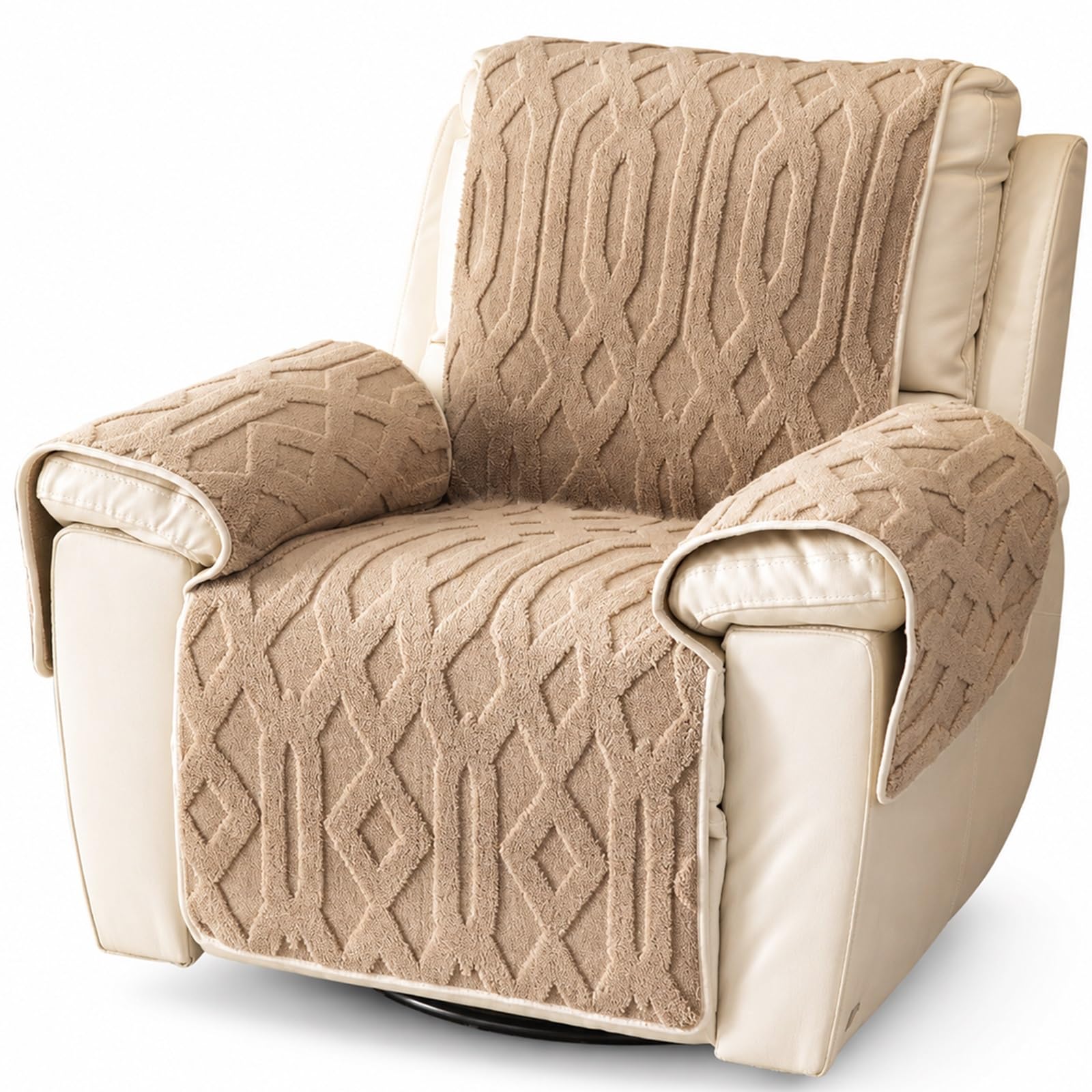 GZGLZDQ Recliner Chair Cover Non-slip, Armchair Cover Pet-safe Washable, Recliner Sofa Covers in Short Plush, Breathable Armchair Cover for Single Chairs Recliners Armchairs(C-light chestnut)